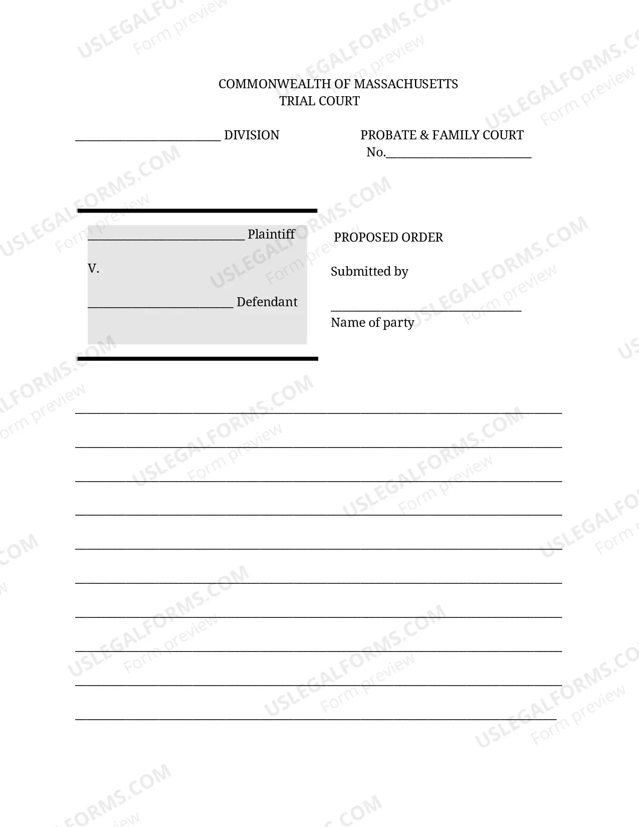 Preview Proposed Order