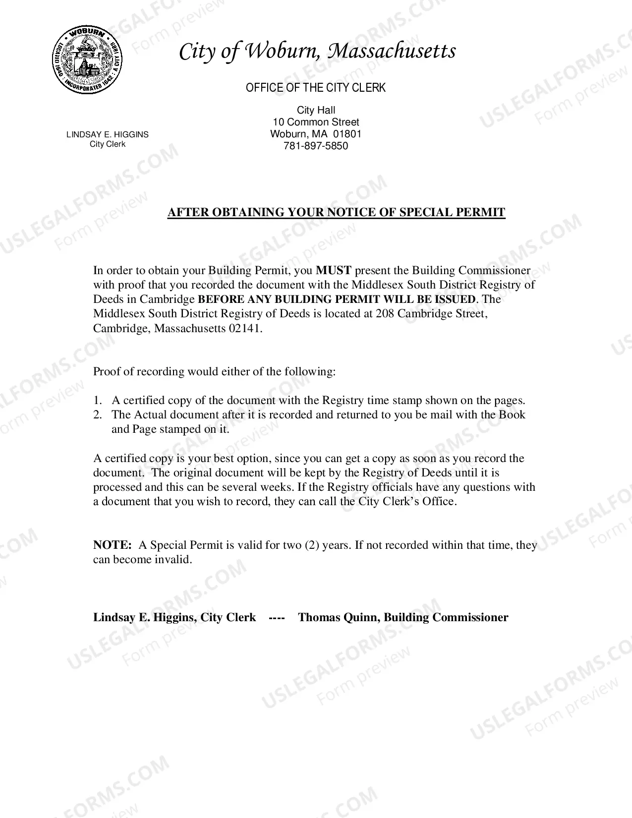 Preview Petition For Special Permit