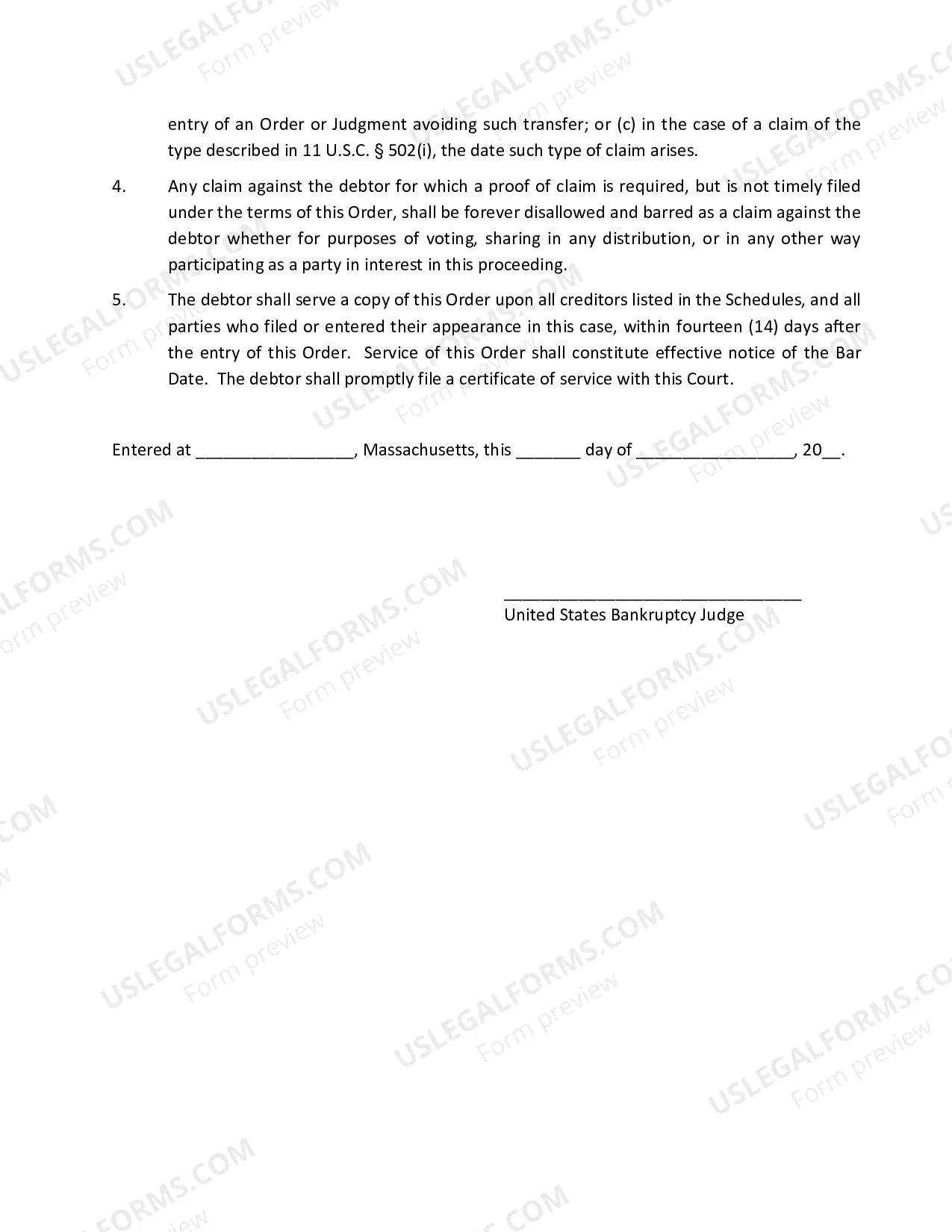 Preview Order And Notice Fixing Deadline For Filing Proofs of Claim In Chapter 11 Cases