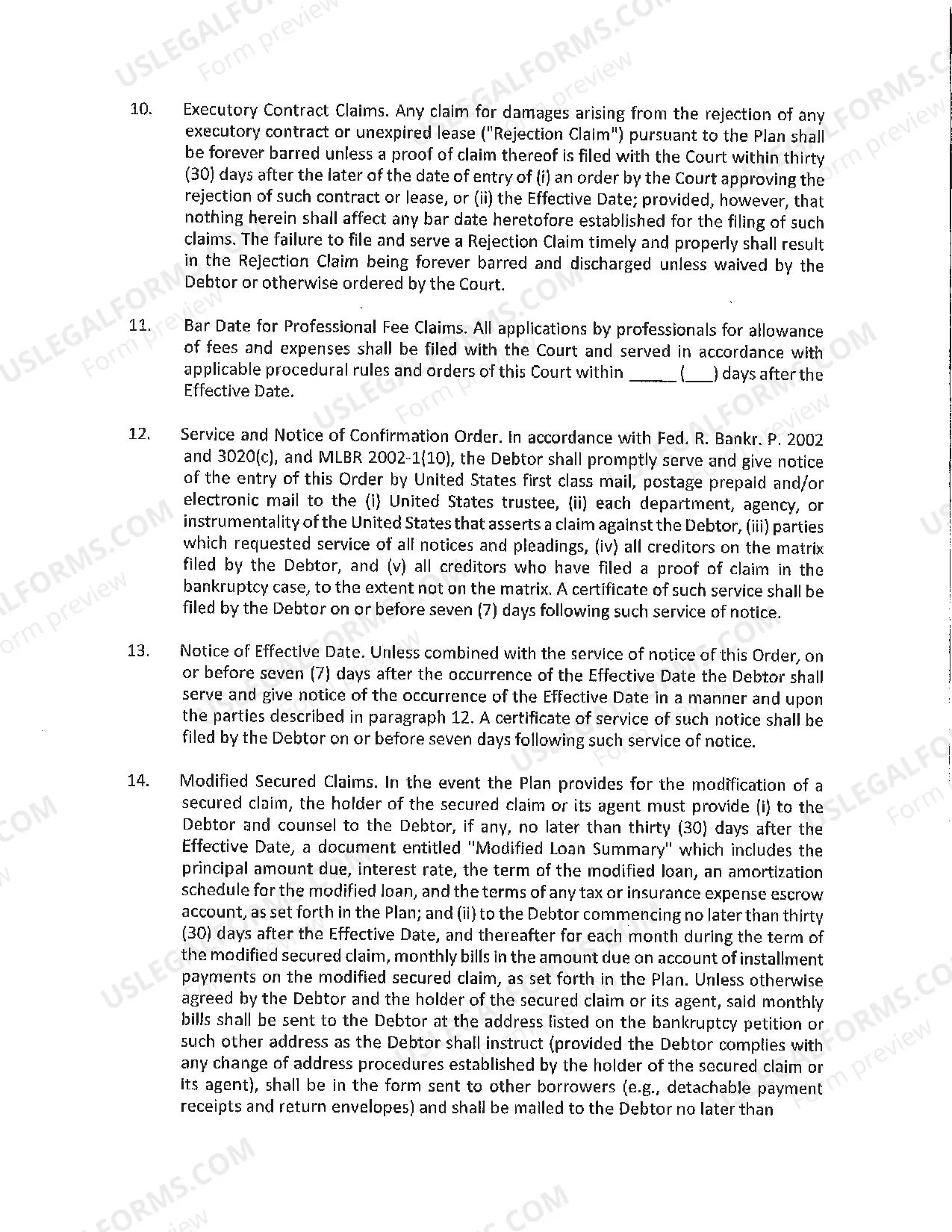 Preview Order Confirming Chapter 11 Plan of Reorganization of Individual Debtor(s)