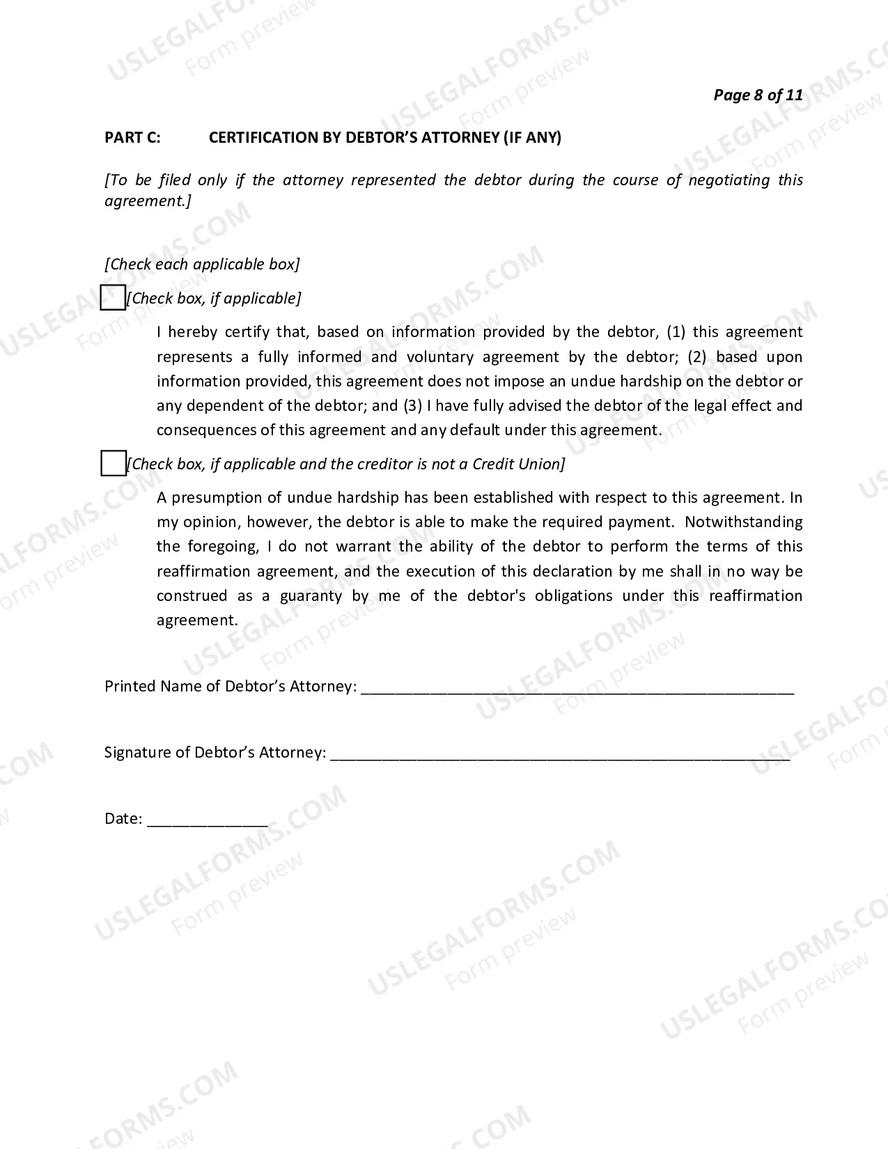 Preview Reaffirmation Agreement