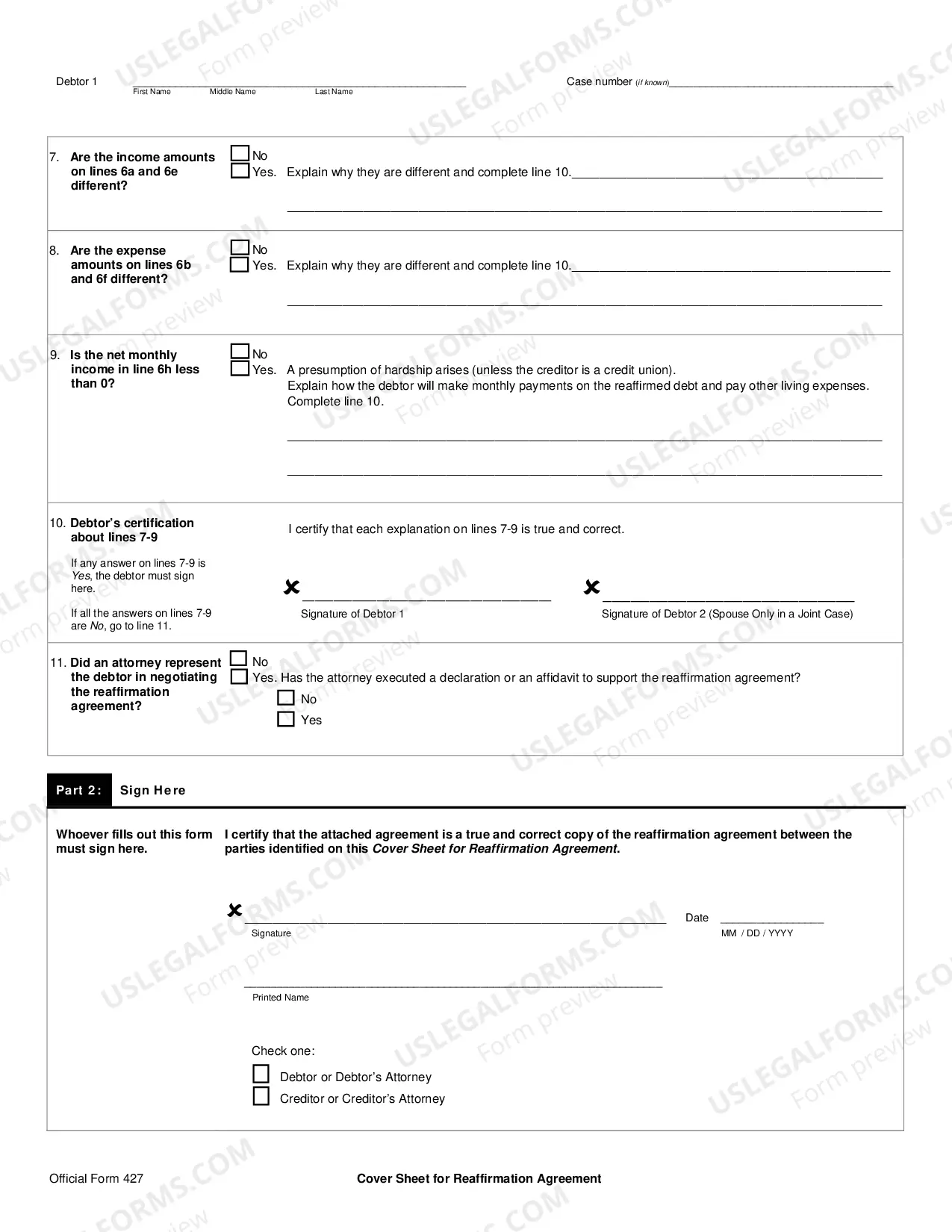 Preview Reaffirmation Agreement
