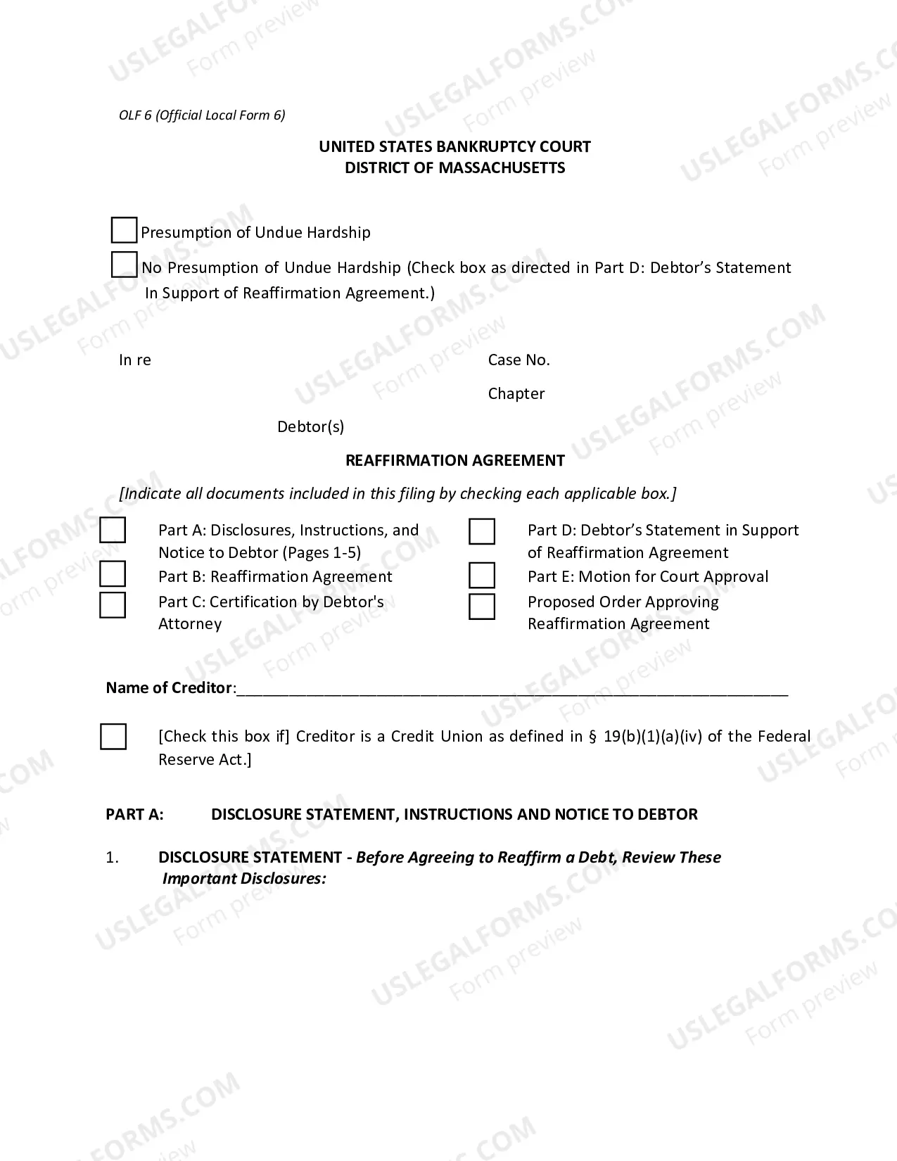 Preview Reaffirmation Agreement