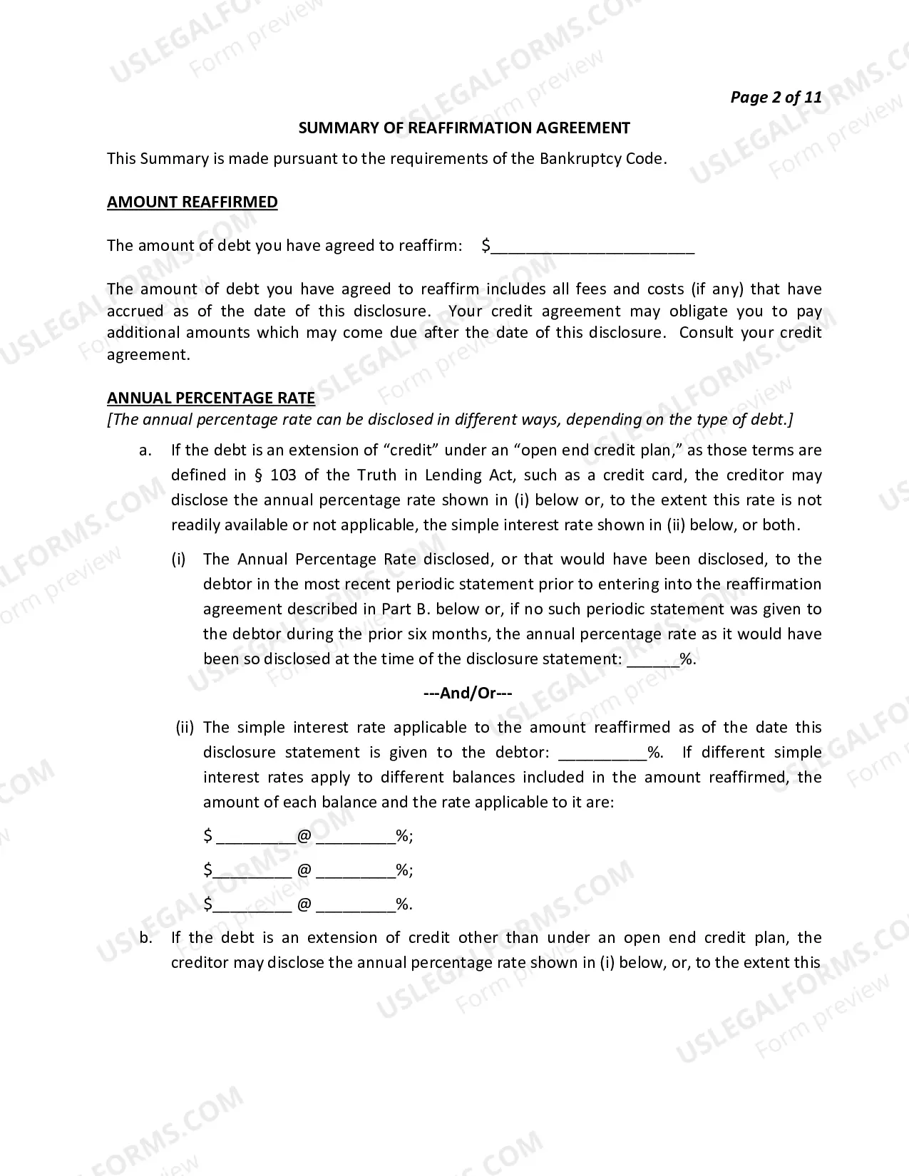 Preview Reaffirmation Agreement