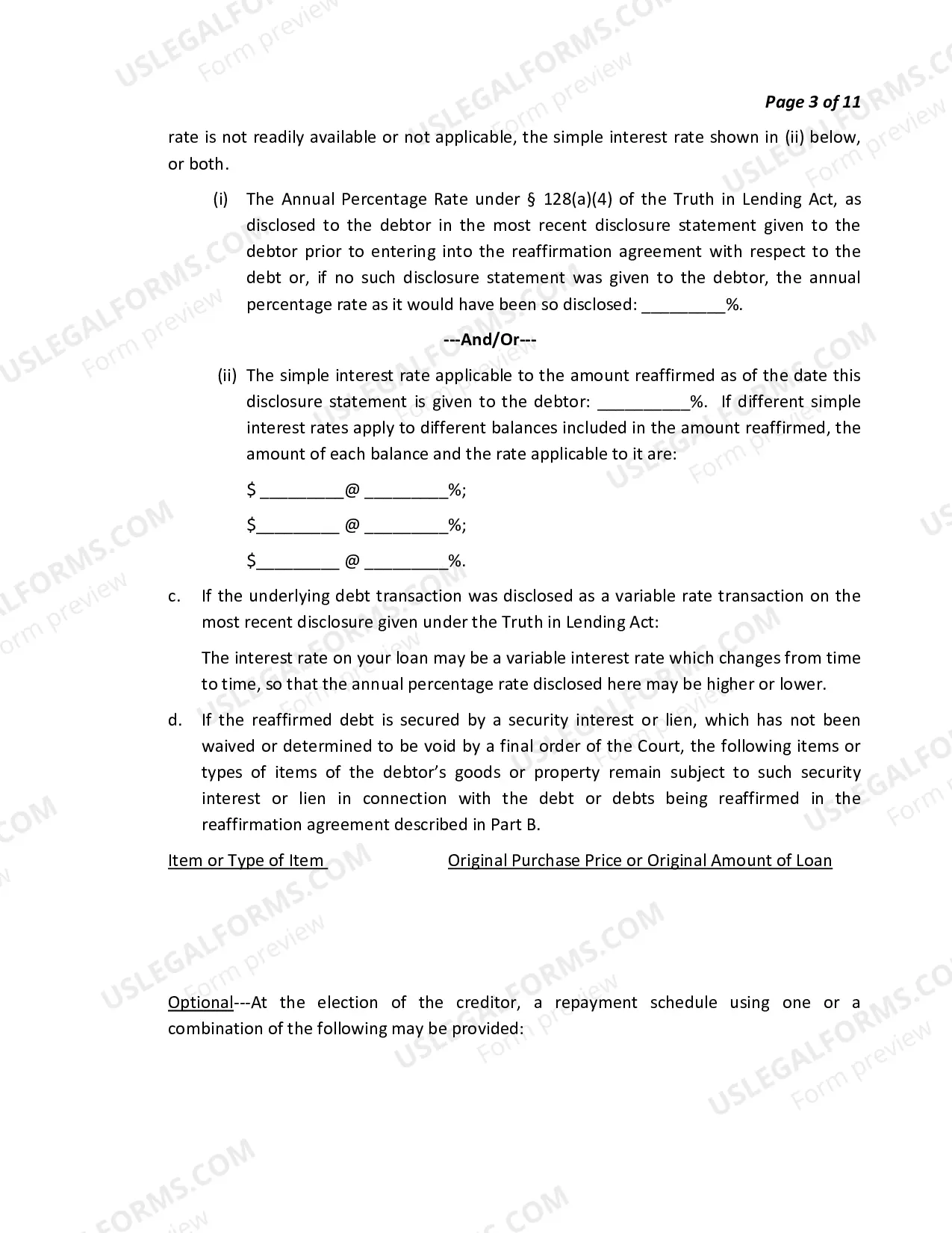 Preview Reaffirmation Agreement