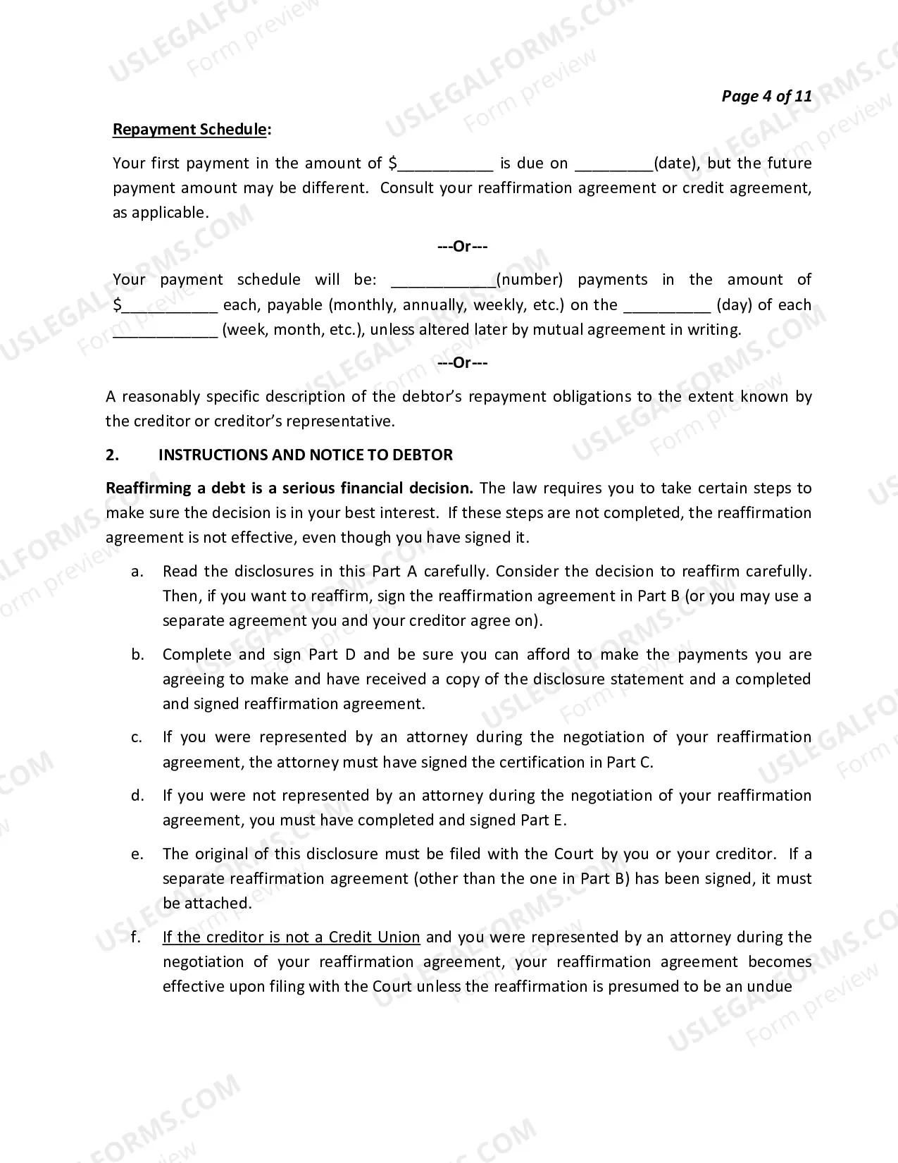 Preview Reaffirmation Agreement