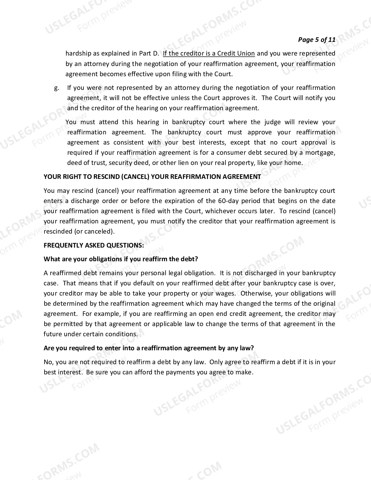 Preview Reaffirmation Agreement