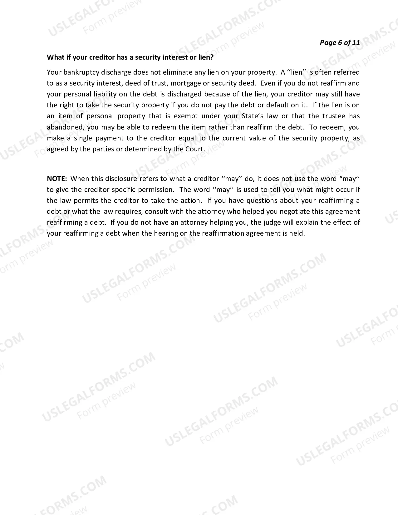Preview Reaffirmation Agreement