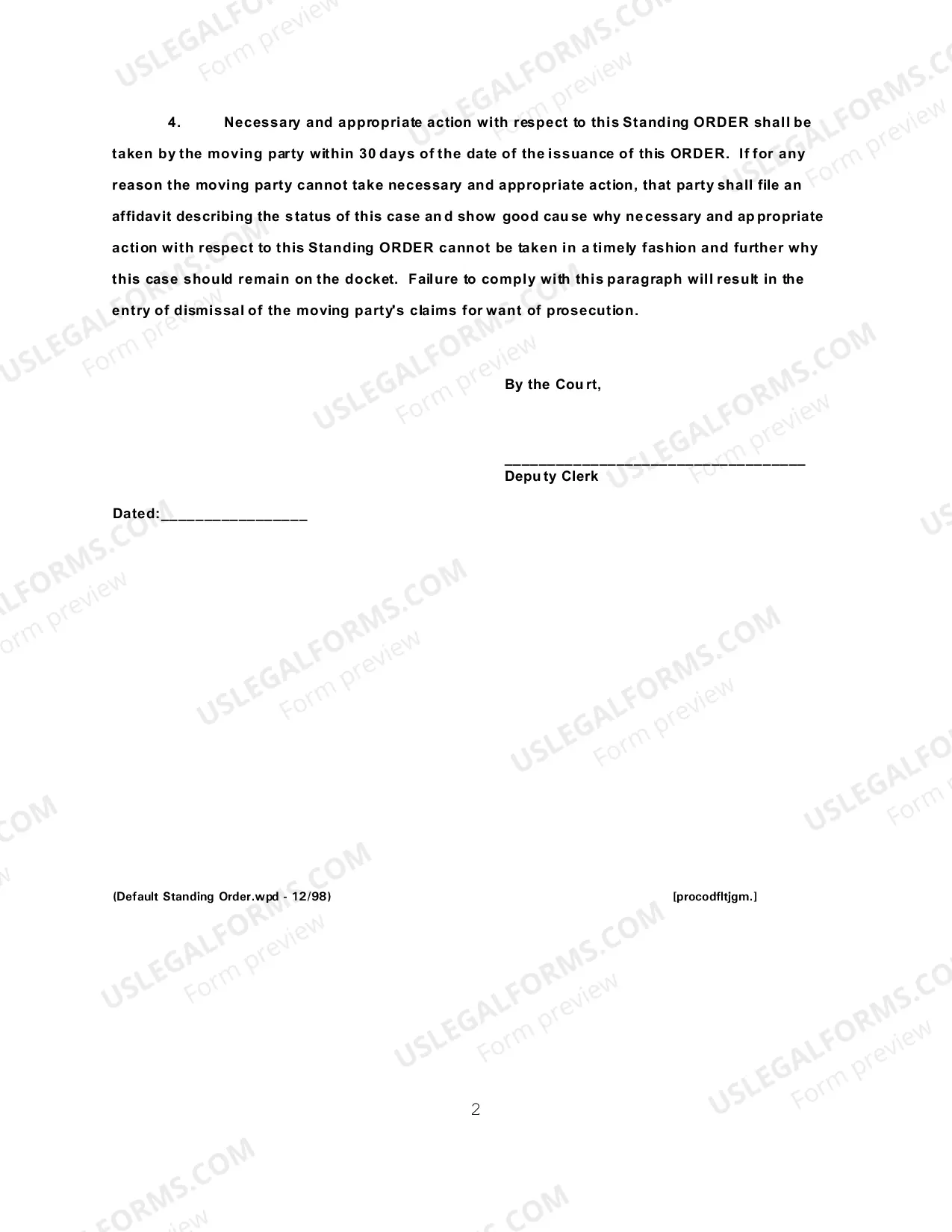 Preview Standing Order Re-Motions For Default Judgment