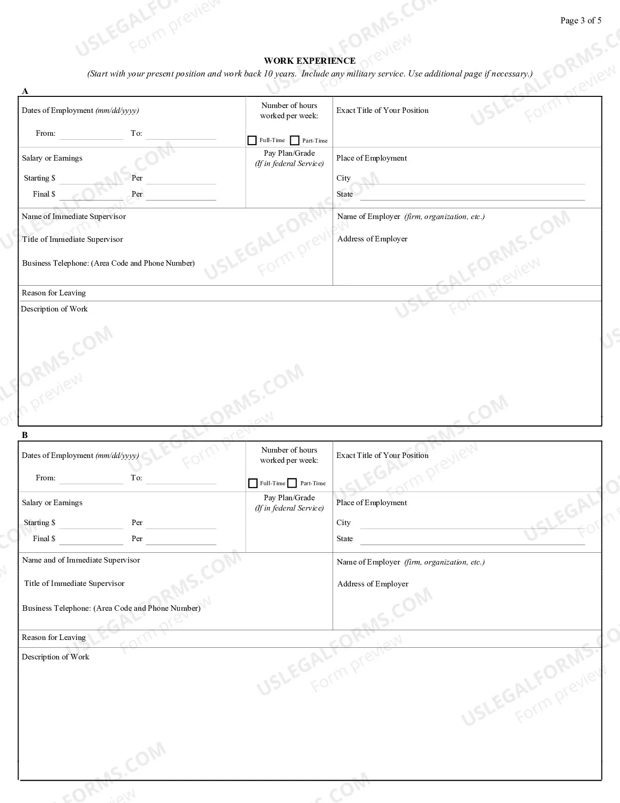 Preview Employment Application
