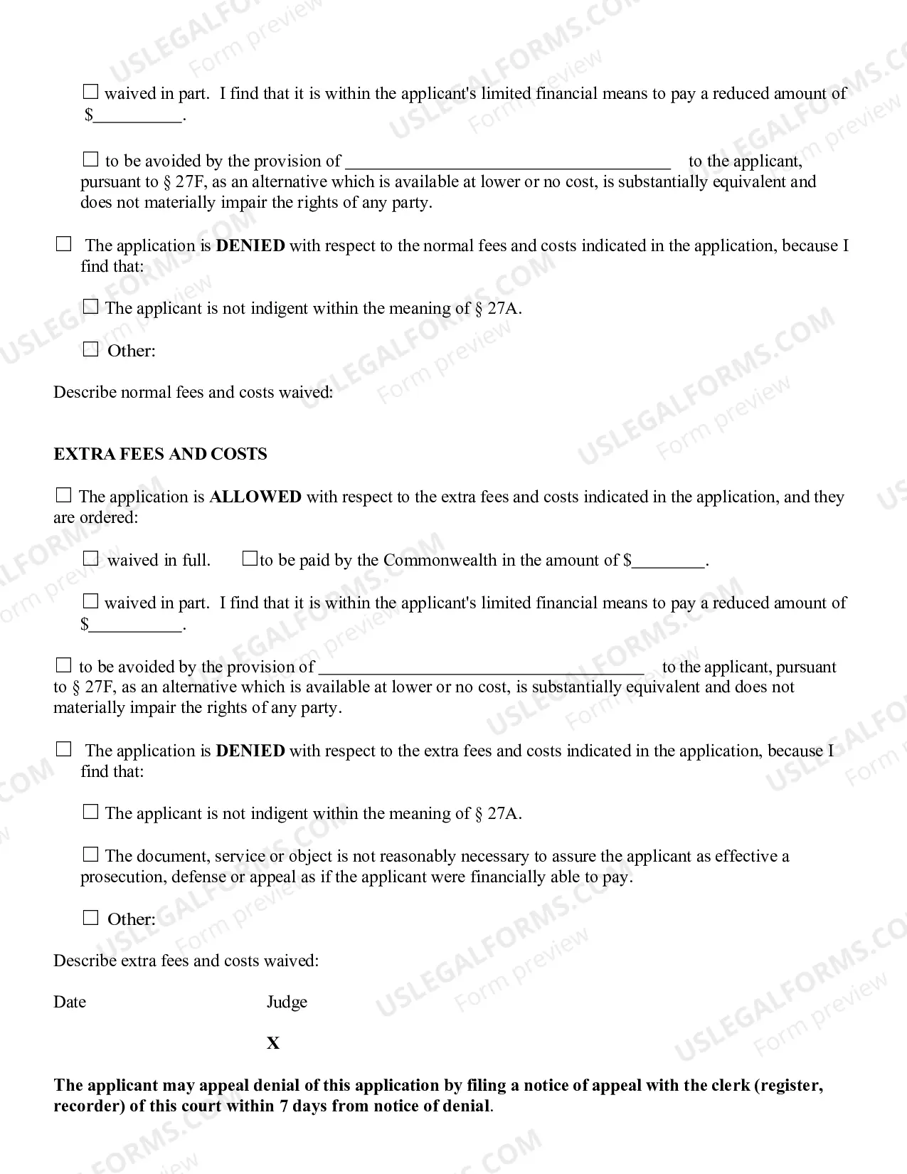 Preview Determination Regarding Fees And Costs