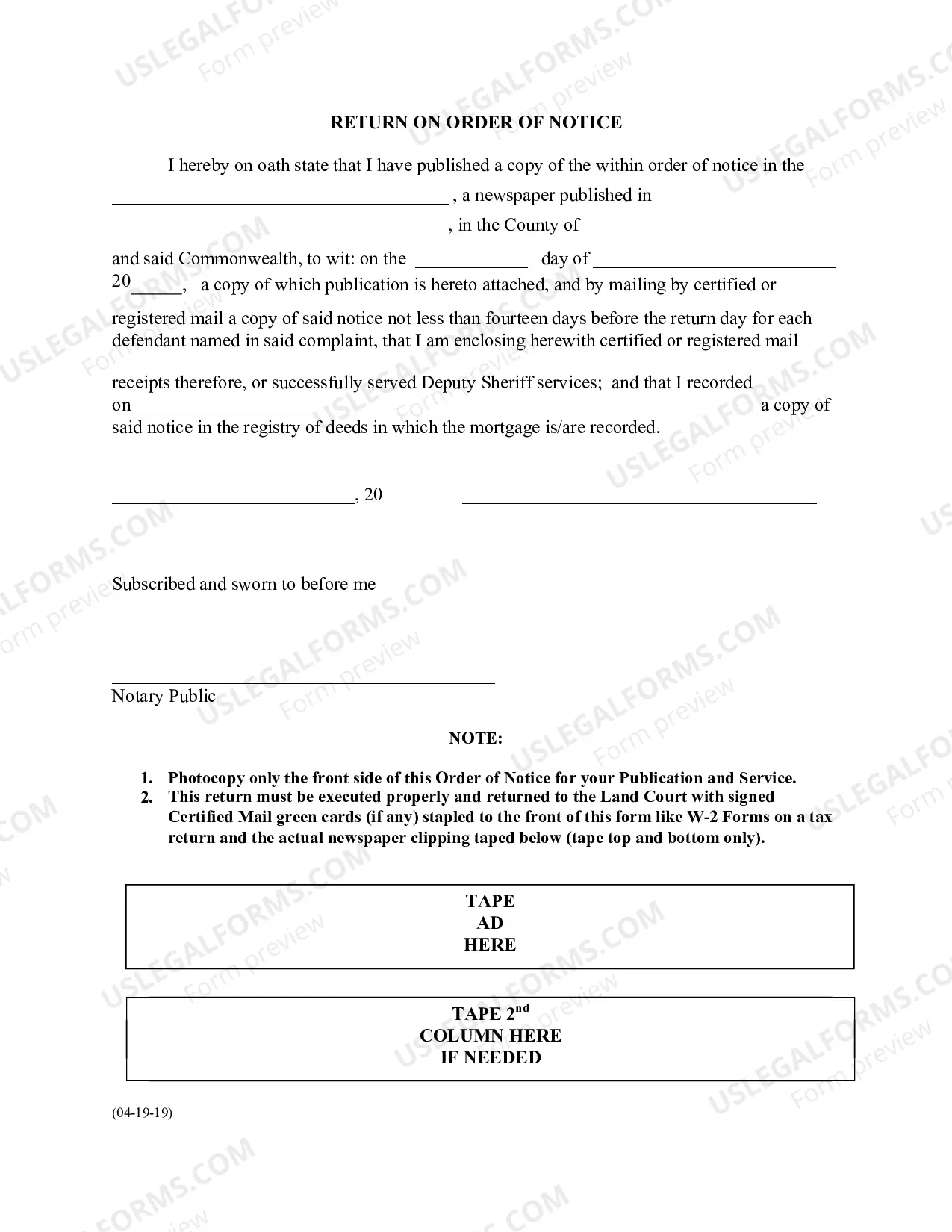 Preview Order of Notice