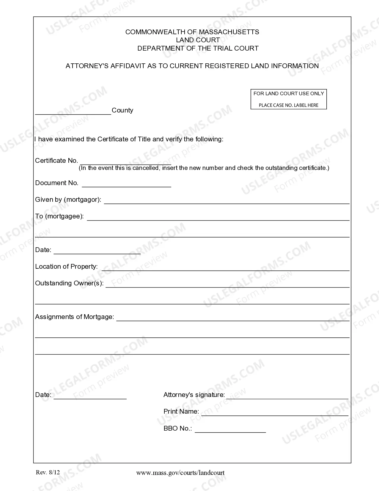 Preview Registered Land Affidavit
