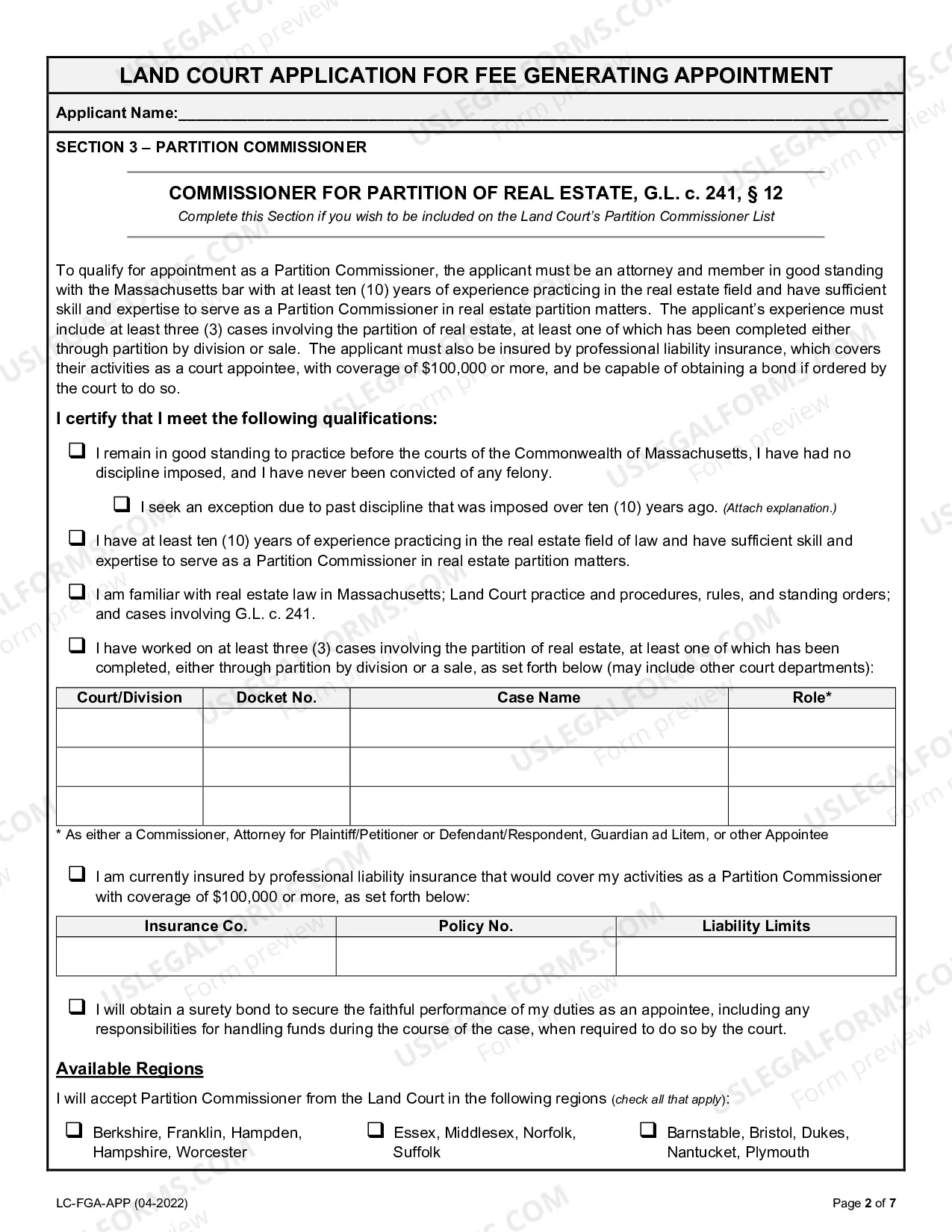 Preview Requirements and Form for Appointment as Land Court Title Examiner
