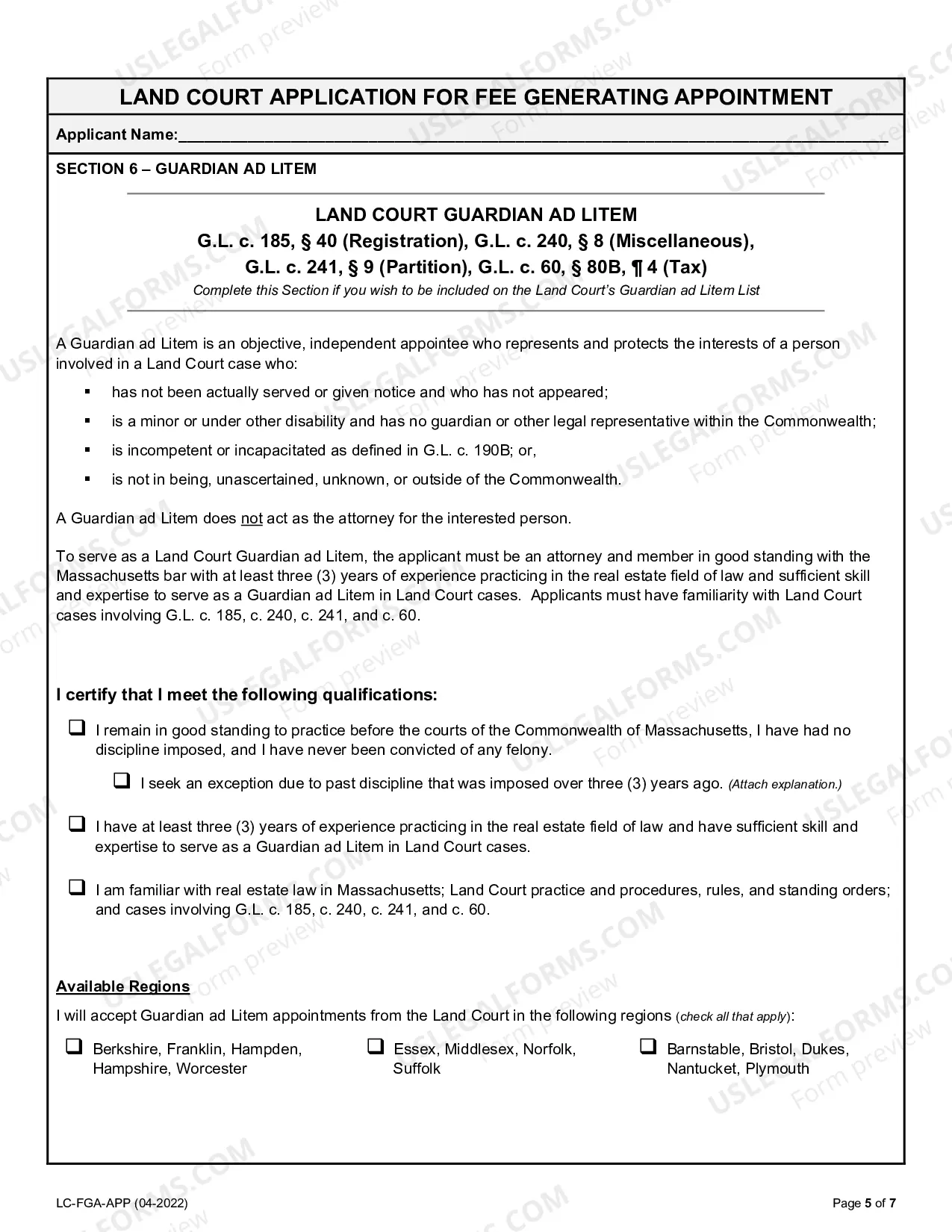 Preview Requirements and Form for Appointment as Land Court Title Examiner