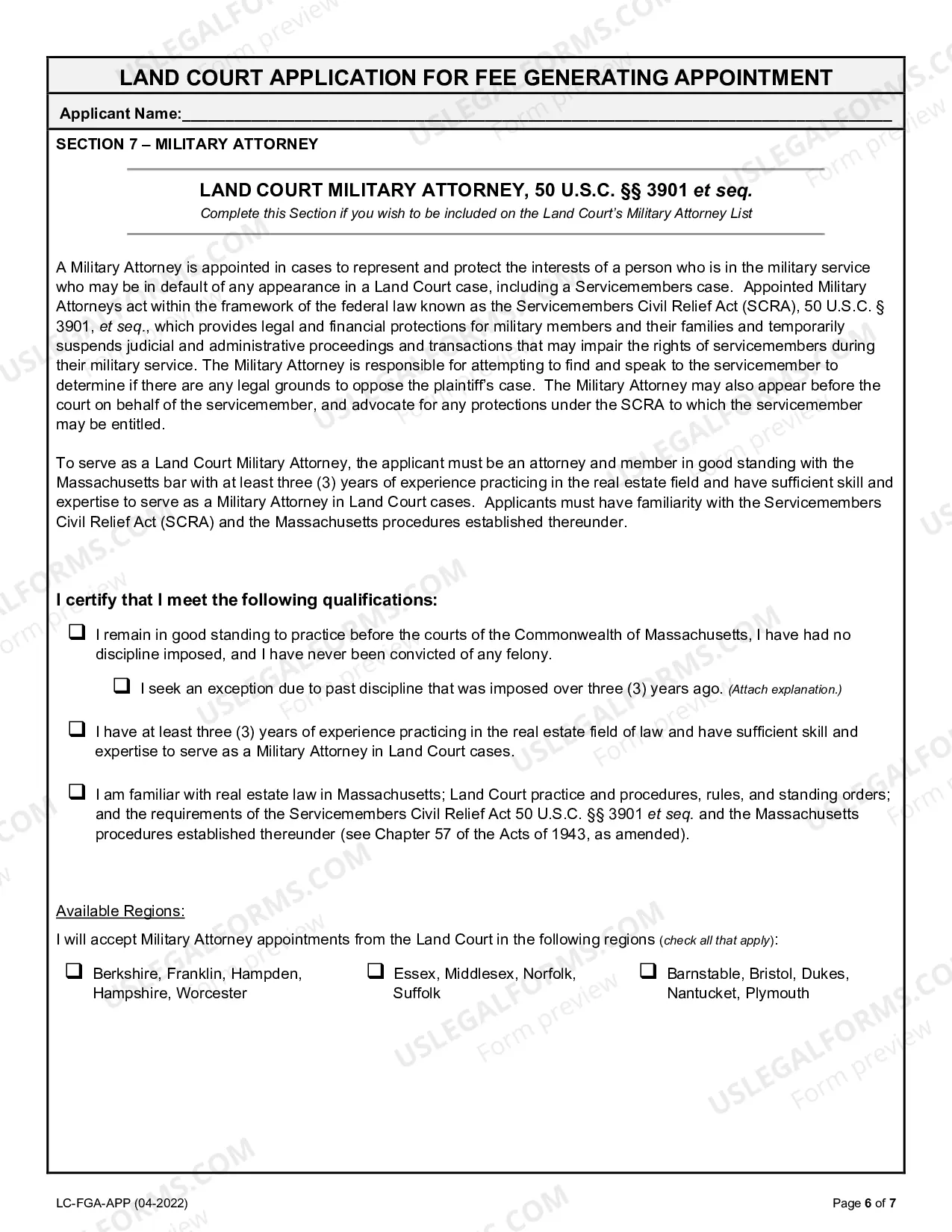 Preview Requirements and Form for Appointment as Land Court Title Examiner