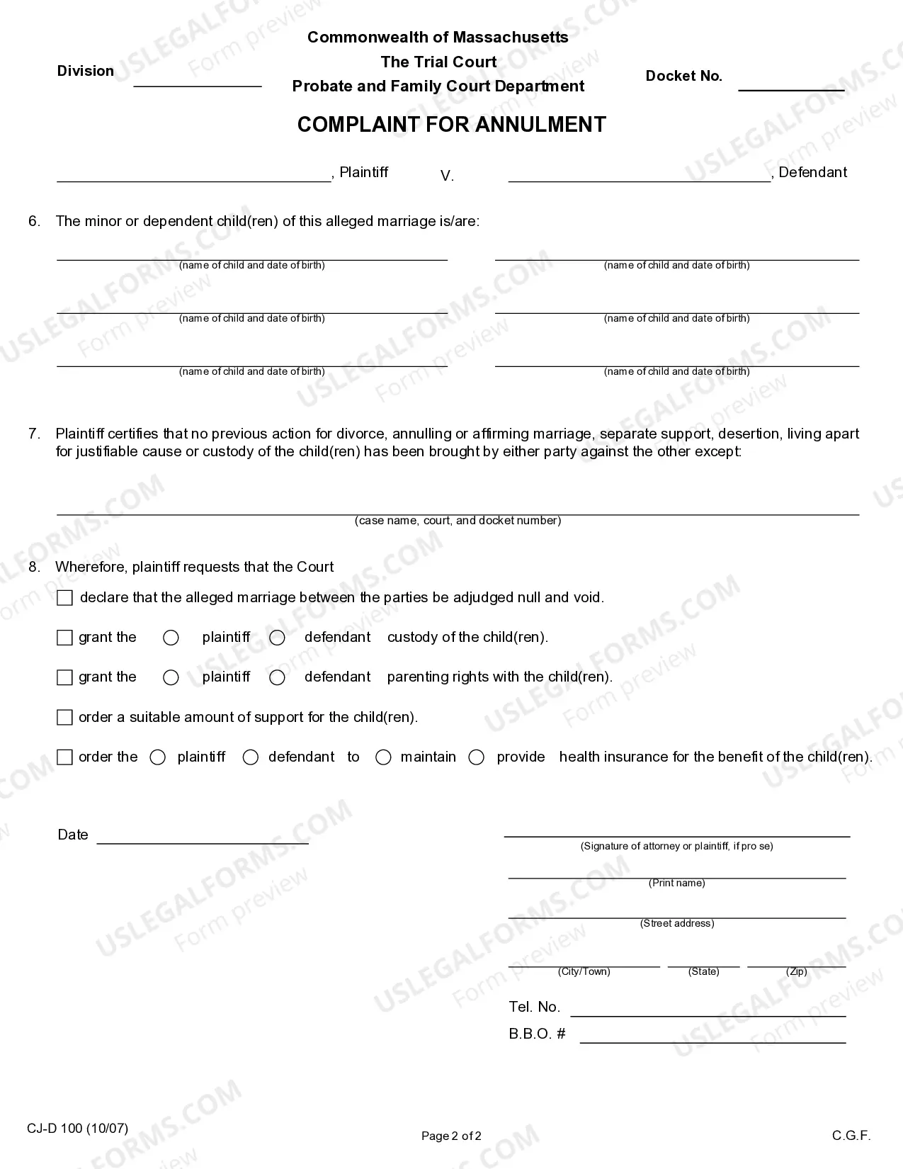 Preview Complaint For Annulment