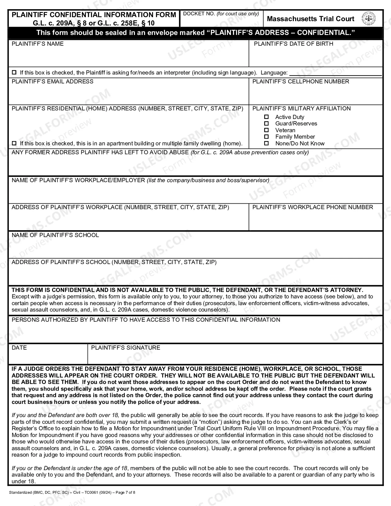 Preview Complaint for Protection from Abuse (page 2)