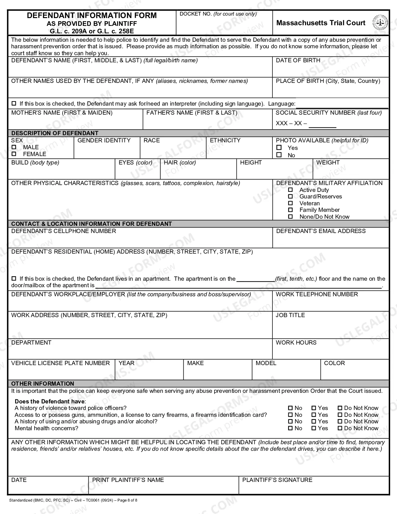 Preview Complaint for Protection from Abuse (page 2)