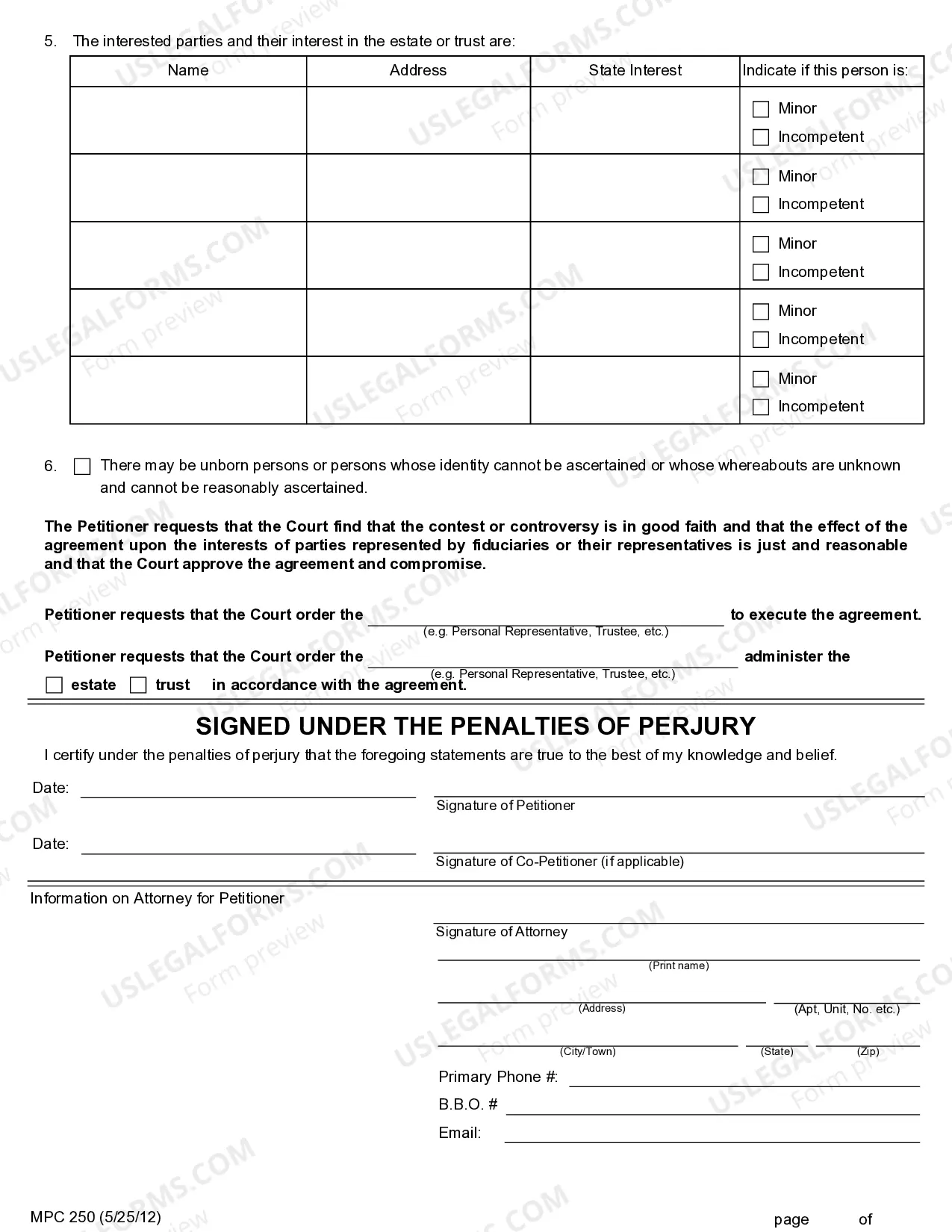 Preview Petition For Approval of Compromise
