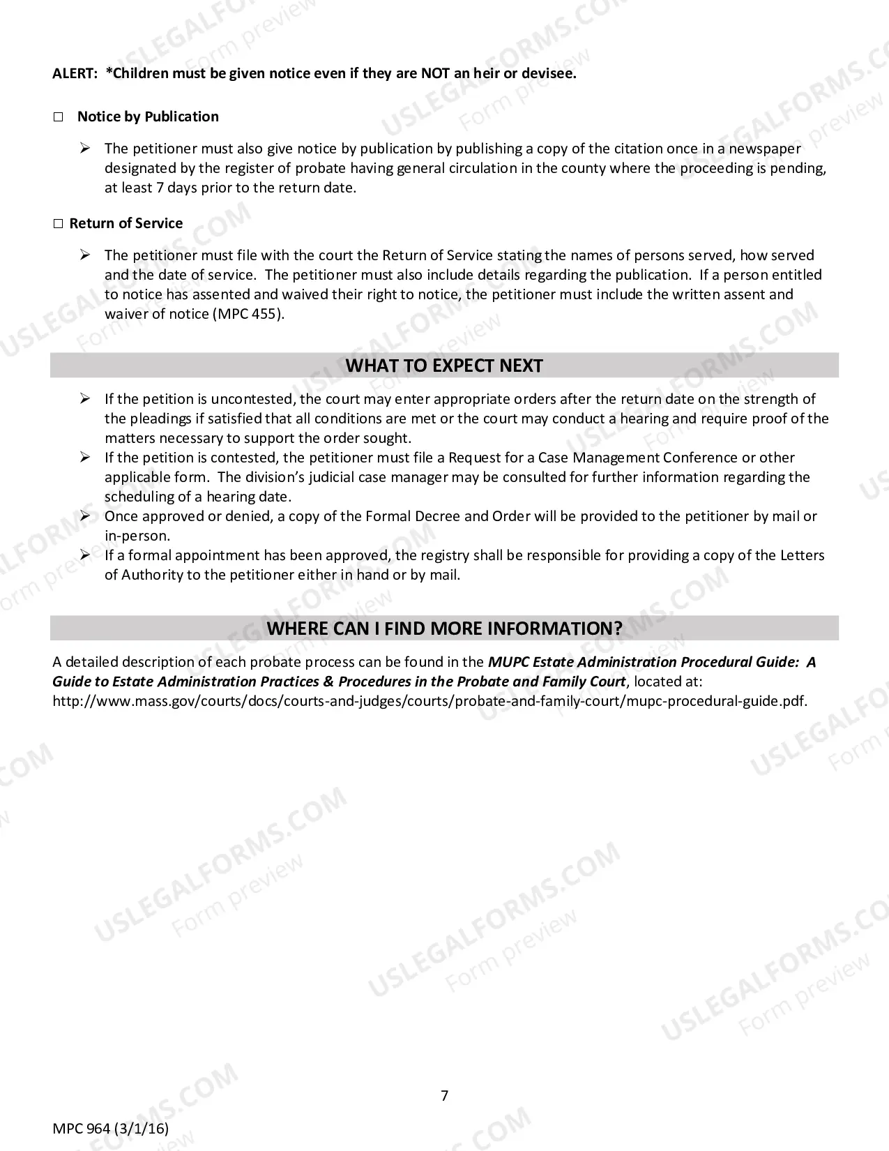 Preview Instructions for MPC 161 Petition for Late and Limited Formal Testacy and/or Appointment
