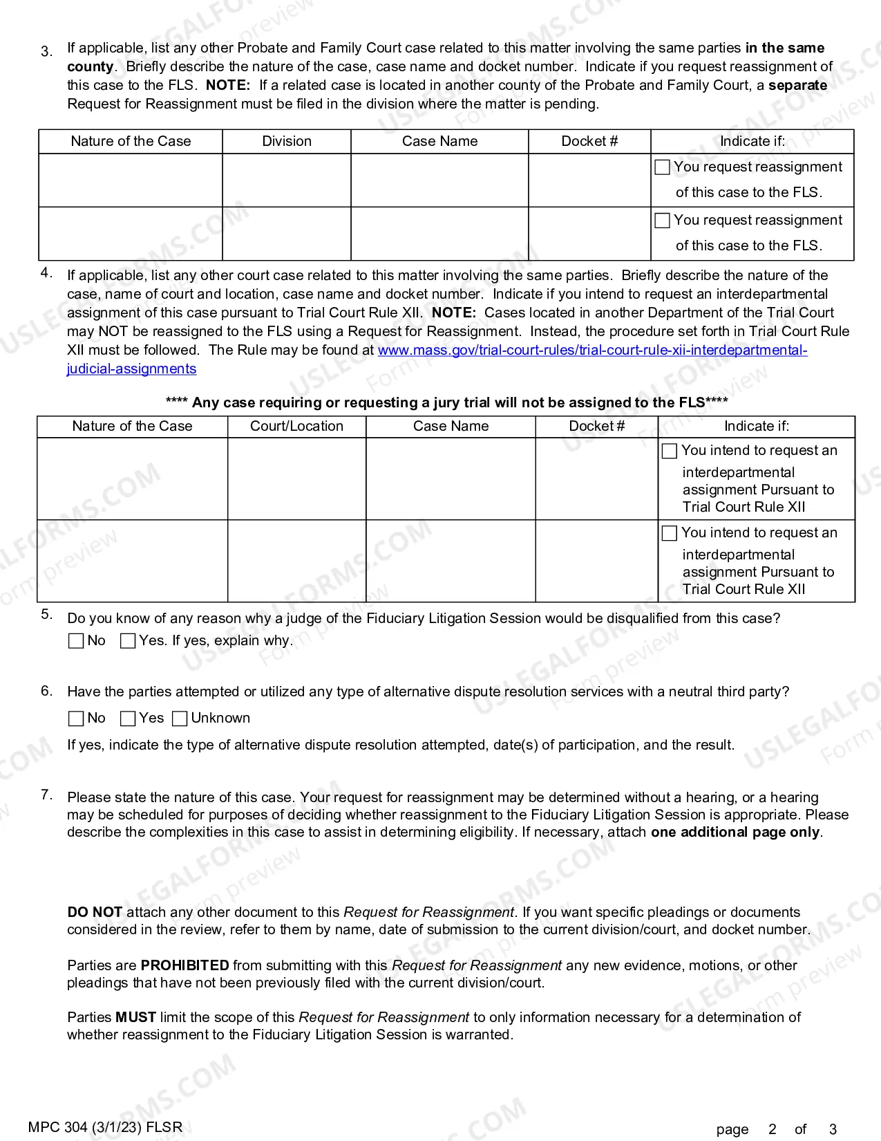 Preview Request for Reassignment Pursuant to Standing Order 3-17