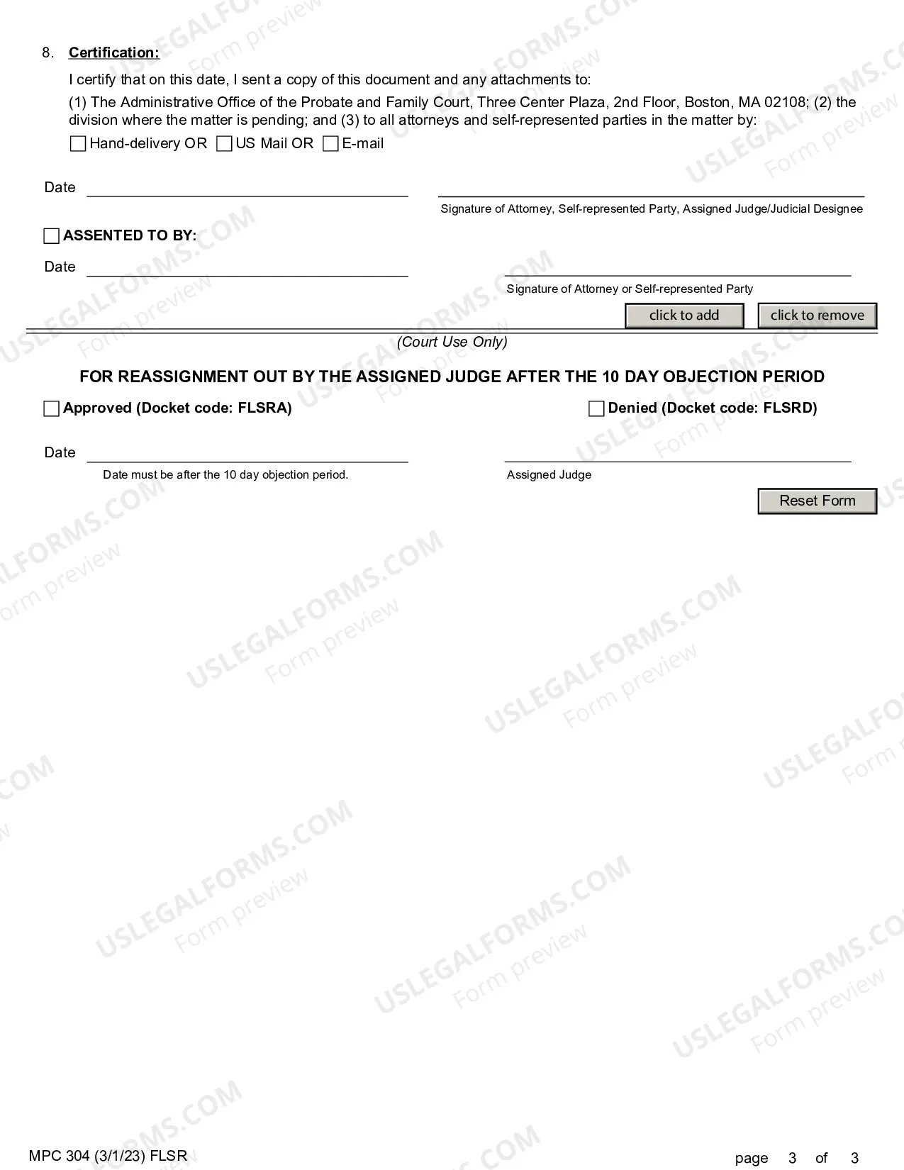 Preview Request for Reassignment Pursuant to Standing Order 3-17