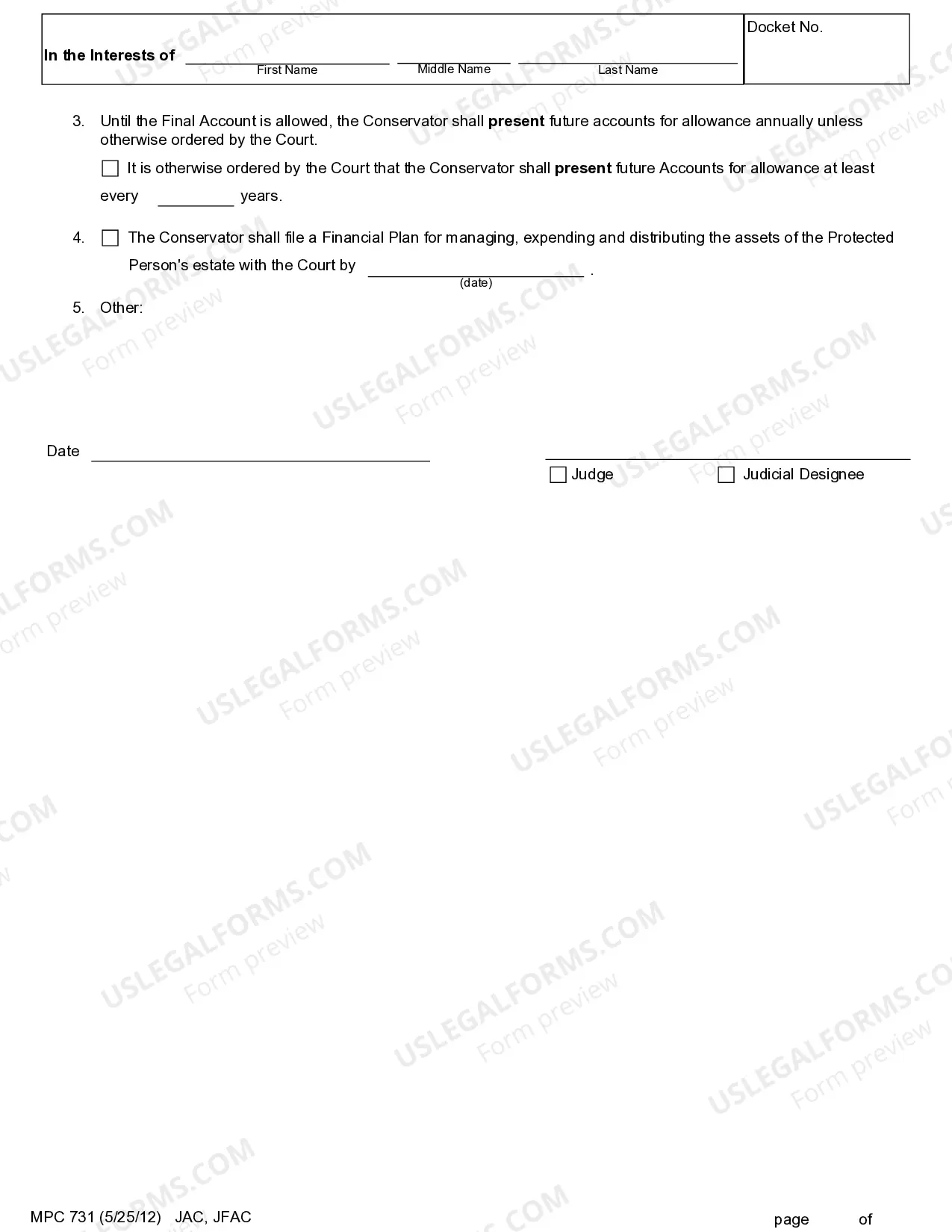 Preview Decree And Order Regarding Conservators Account