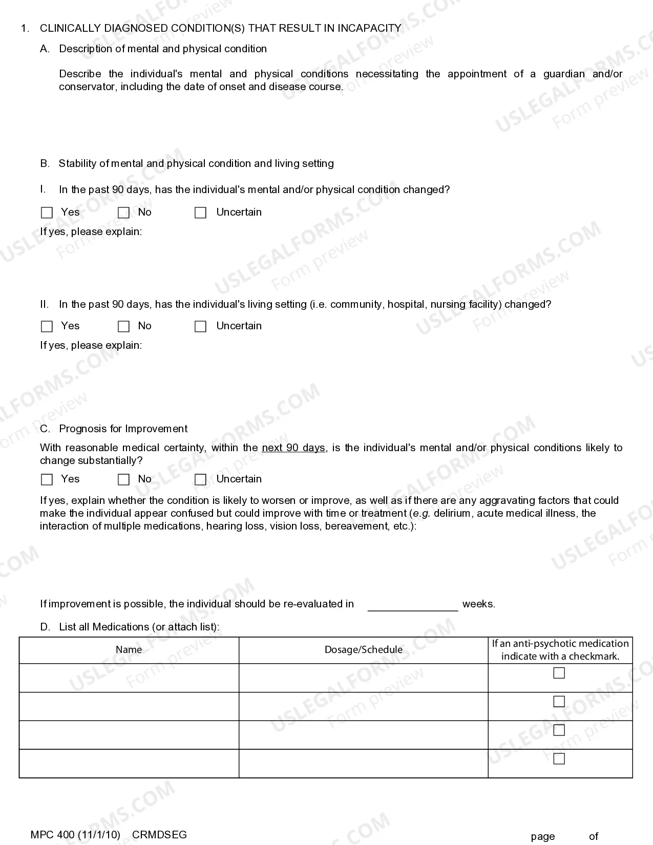 Preview Medical Certificate For Guardianship-Conservatorship