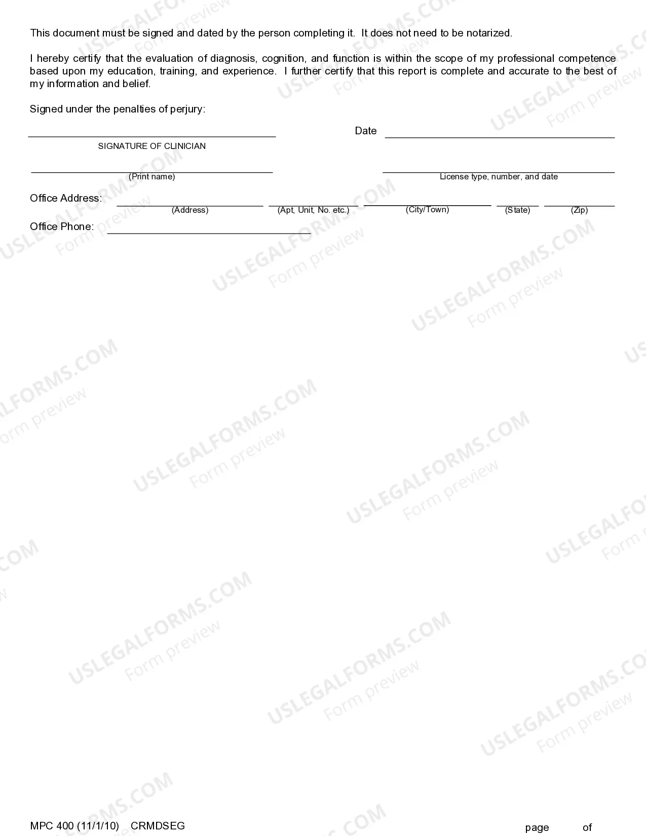 Preview Medical Certificate For Guardianship-Conservatorship