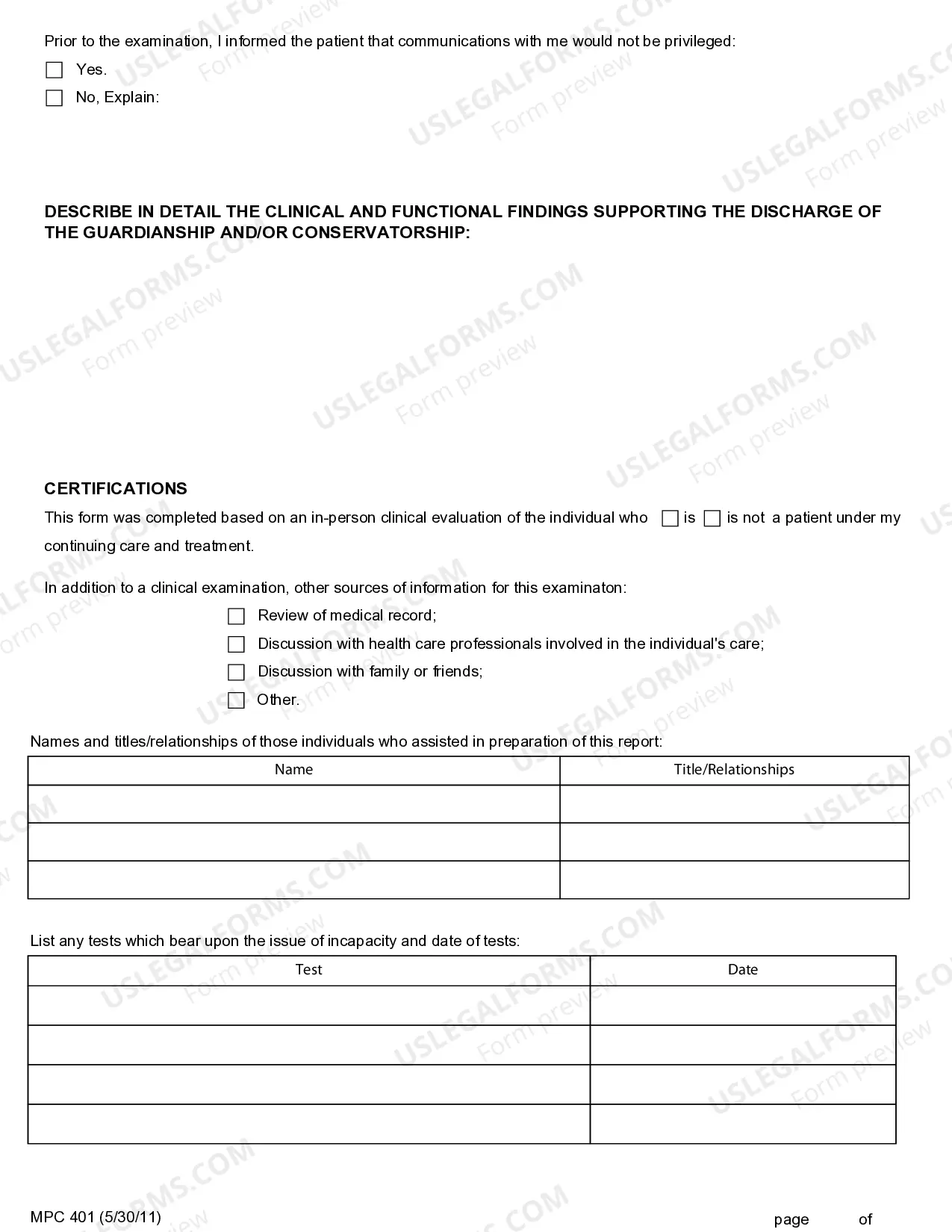 Preview Medical Certificate For Termination of Guardianship And-Or Conservatorship