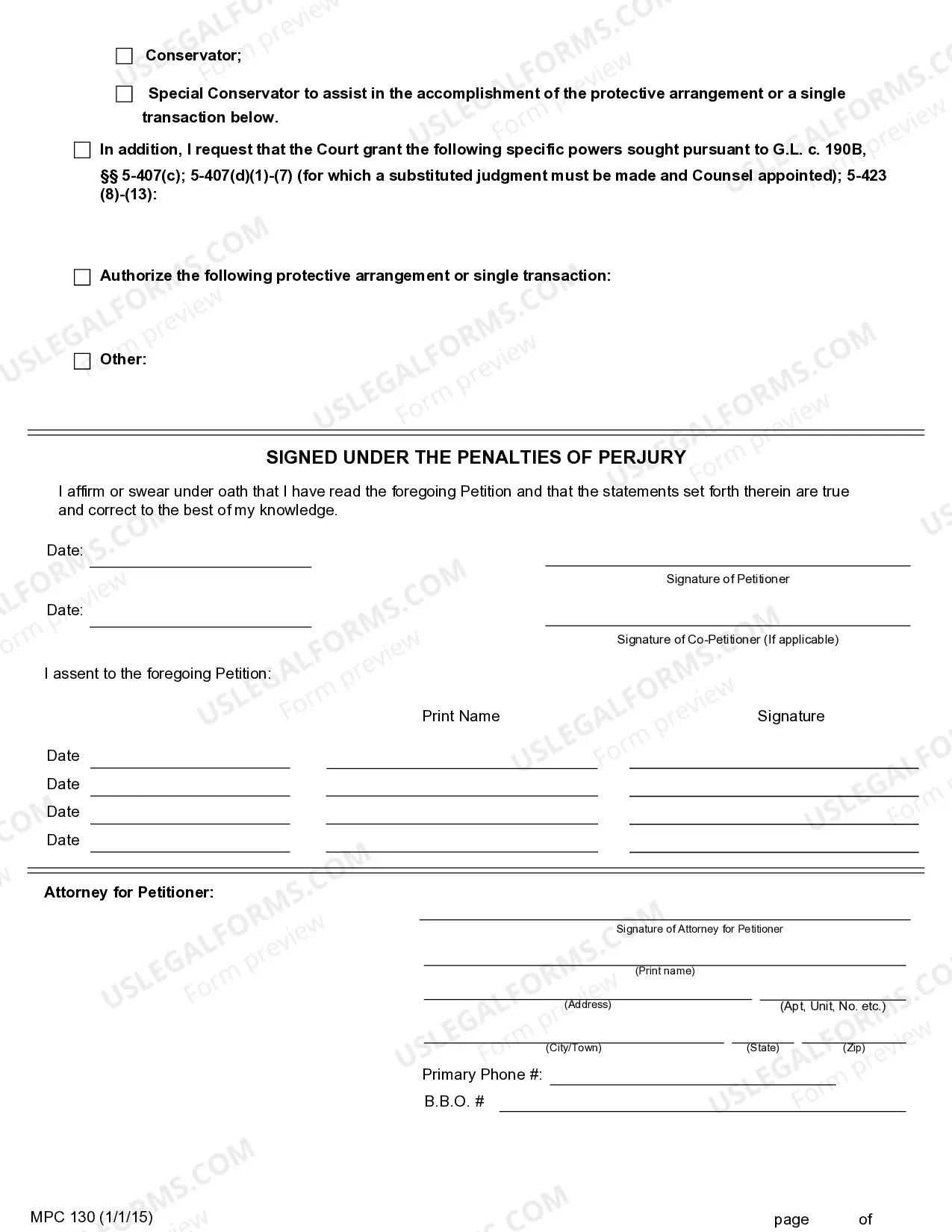Preview Petition For Appointment of Conservator For Disabled Person