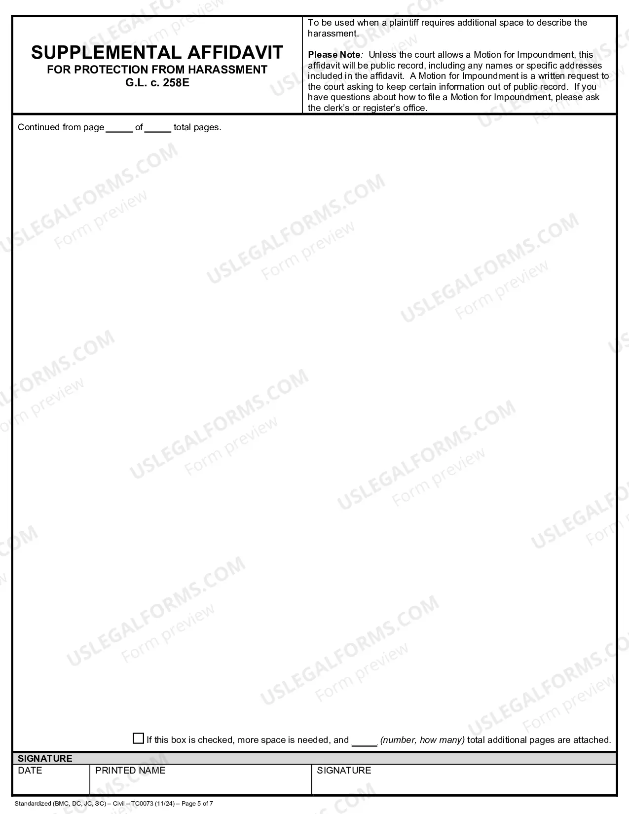 Preview Defendent Information Form