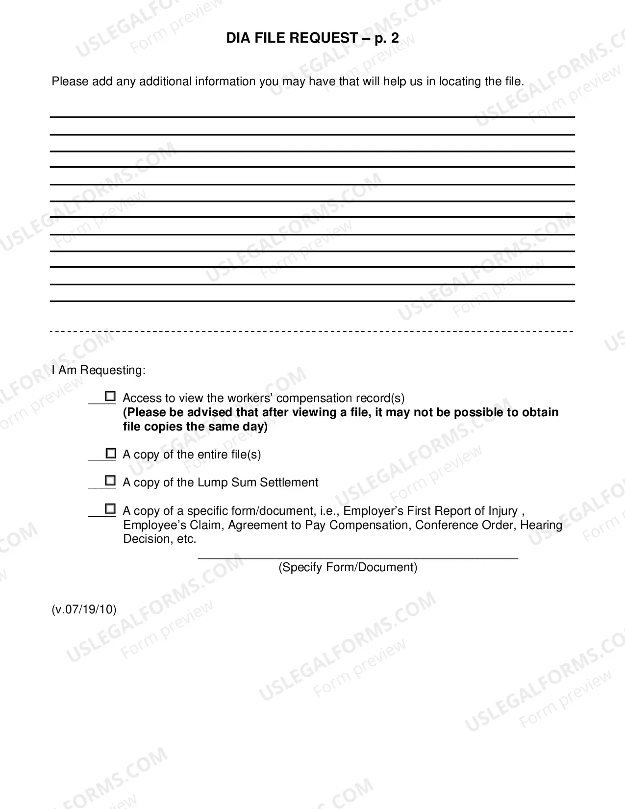 Preview DIA File Request (Request To Keeper of Records For File Information)