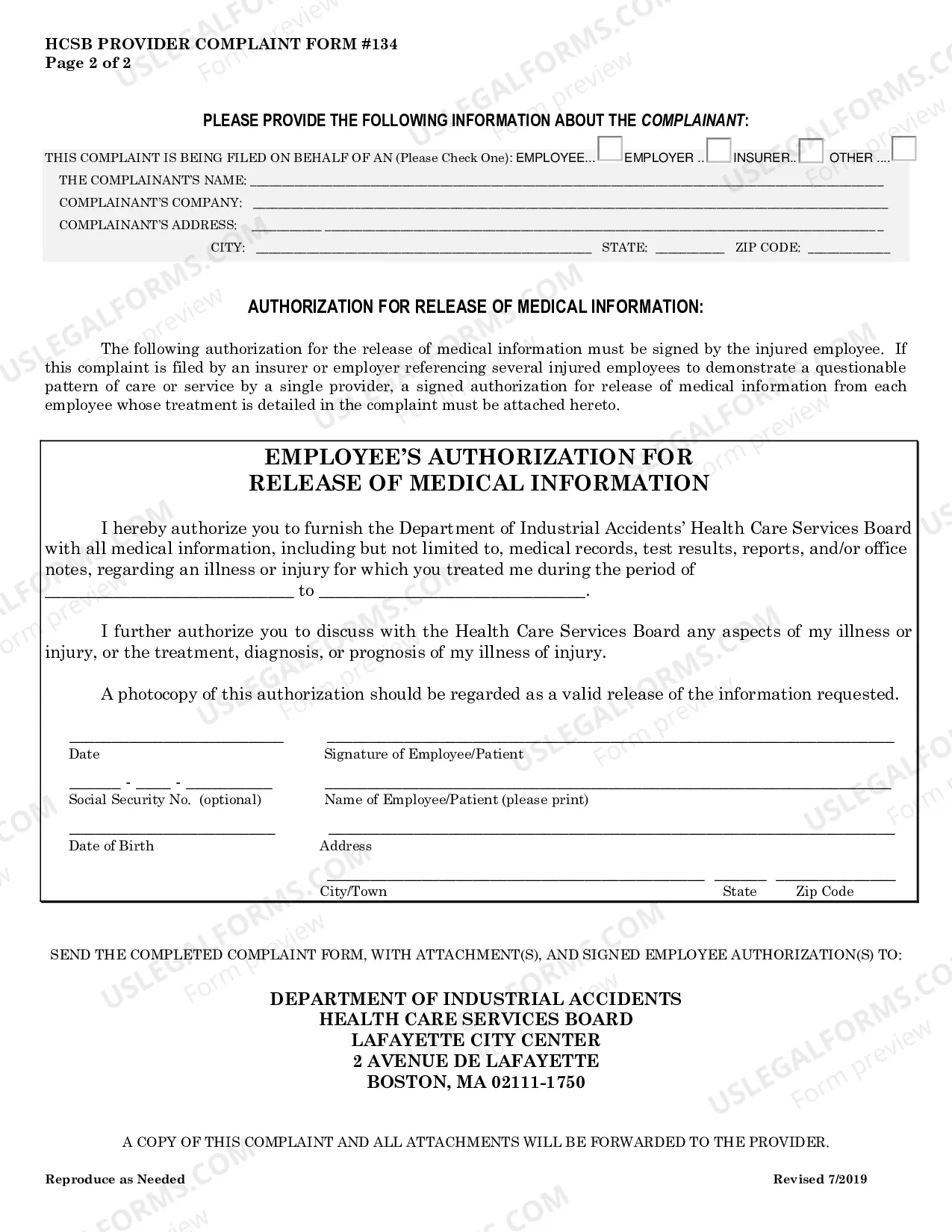 Preview Health Care Provider Complaint Form