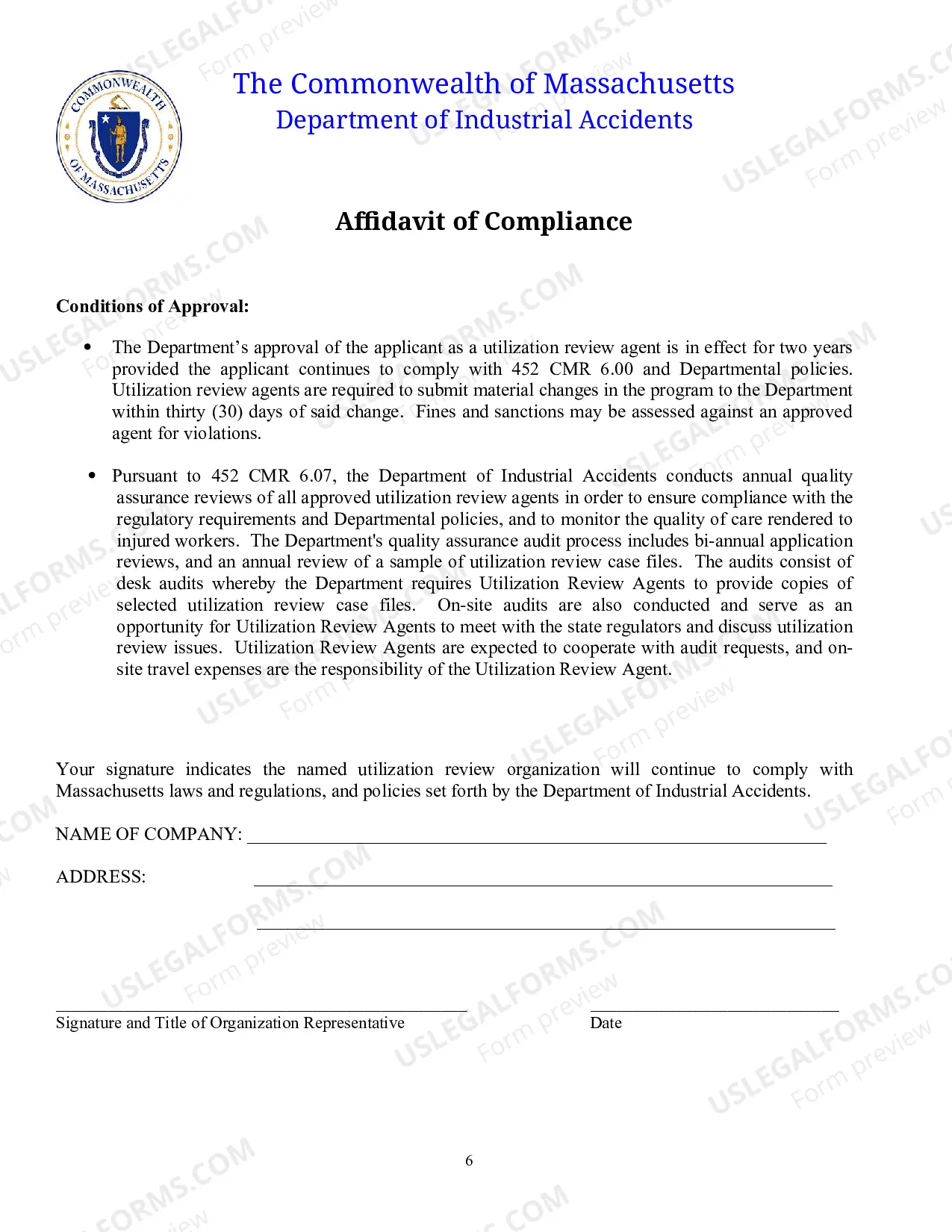 Preview Utilization Review Application (To Become An Approved Agent And Affidavit of Compliance)