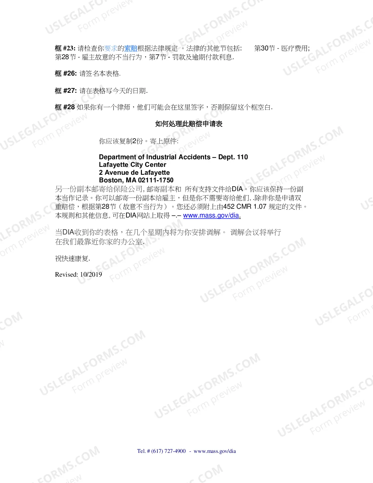 Preview Directions on how to fill out the Form 110- Chinese