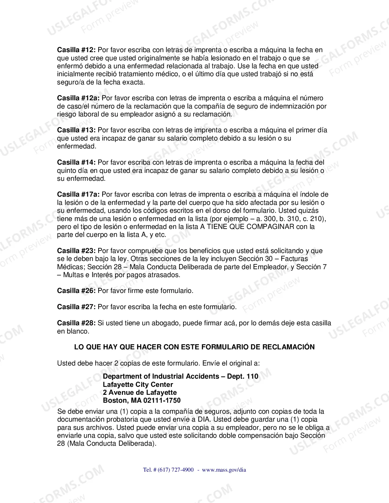 Preview Directions on how to fill out the Form 110- Spanish