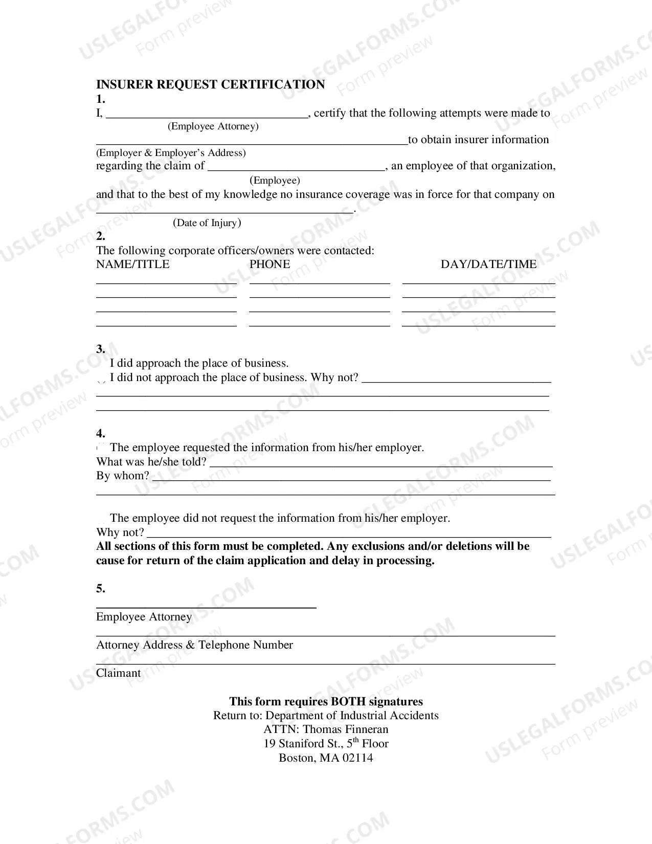Preview Insurance Certification Request Form