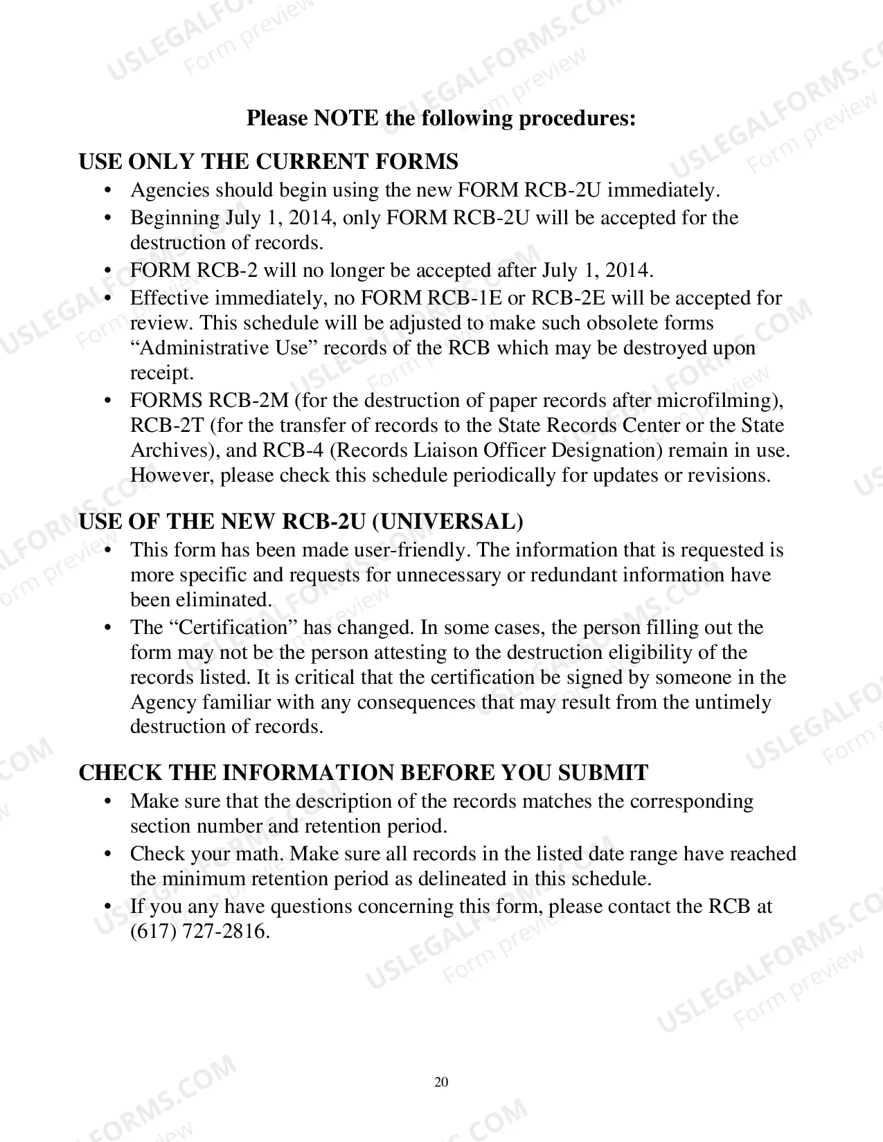 Preview Instructions for Use of Forms