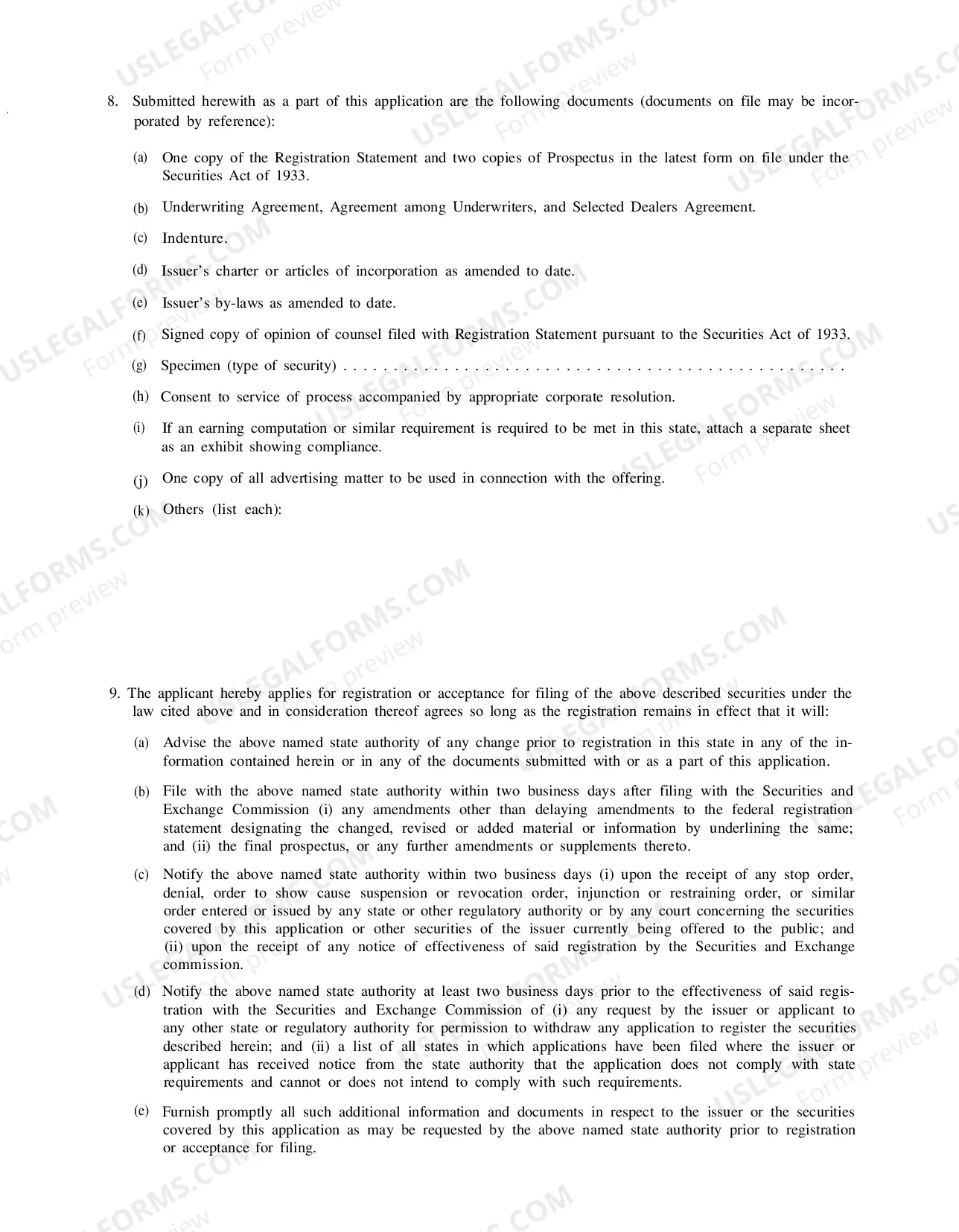 Preview Uniform Application to Register Securities (Sections 302 and 303 of M.G.L. c.110A):