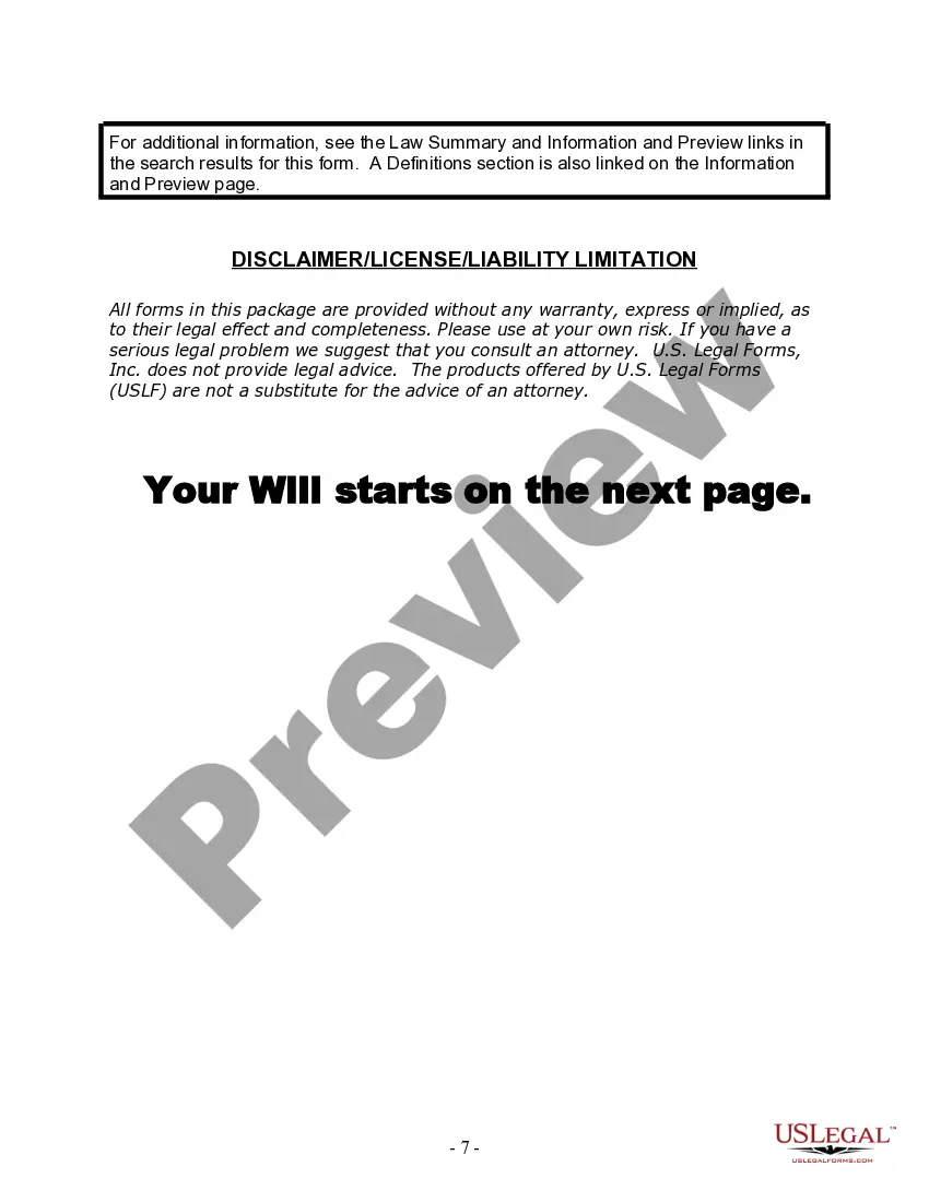 Preview Last Will and Testament for Single Person with Adult Children
