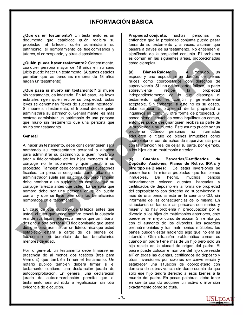 Preview Última voluntad y testamento legal para persona casada con hijos menores de edad de un matrimonio anterior