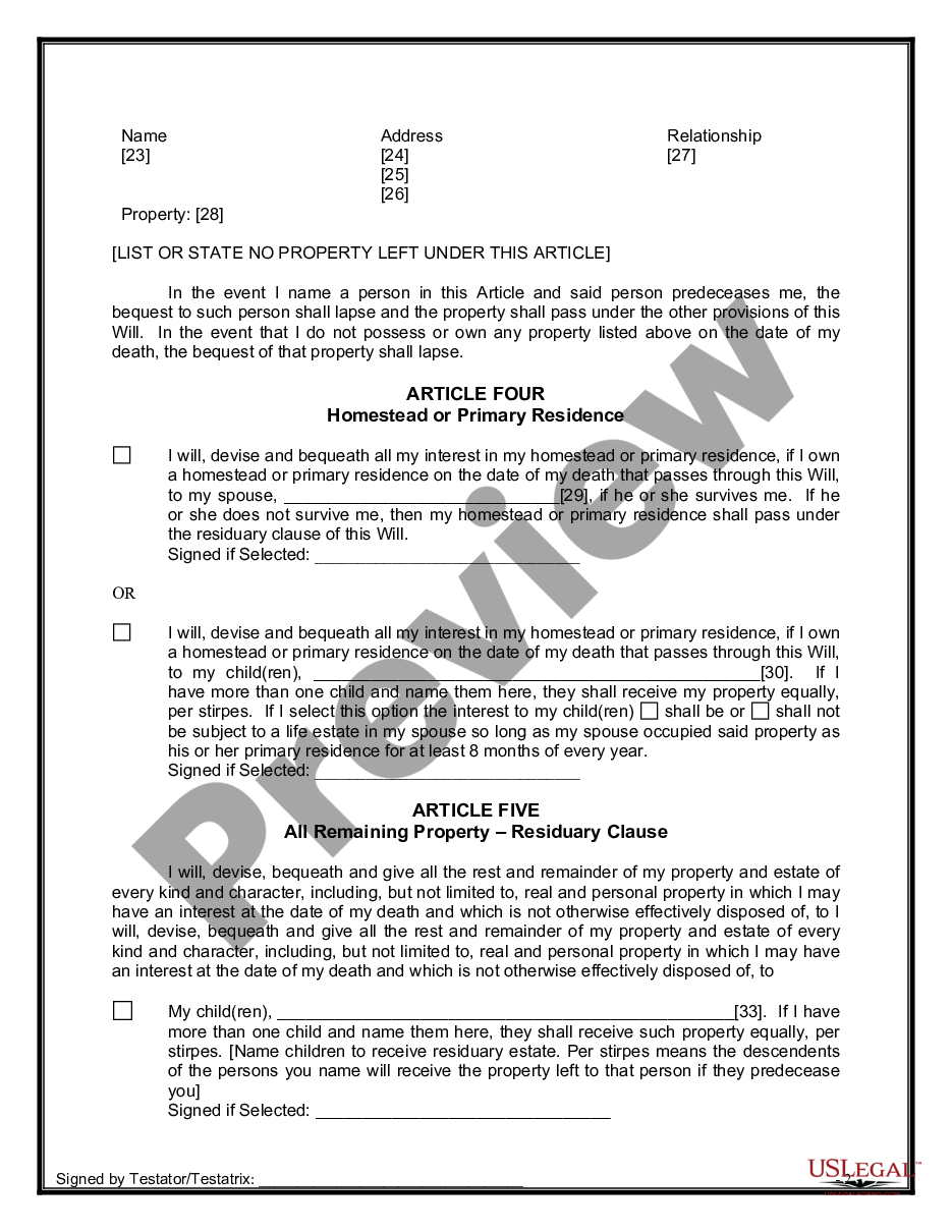 page 8 Legal Last Will and Testament for Married Person with Minor Children from Prior Marriage preview