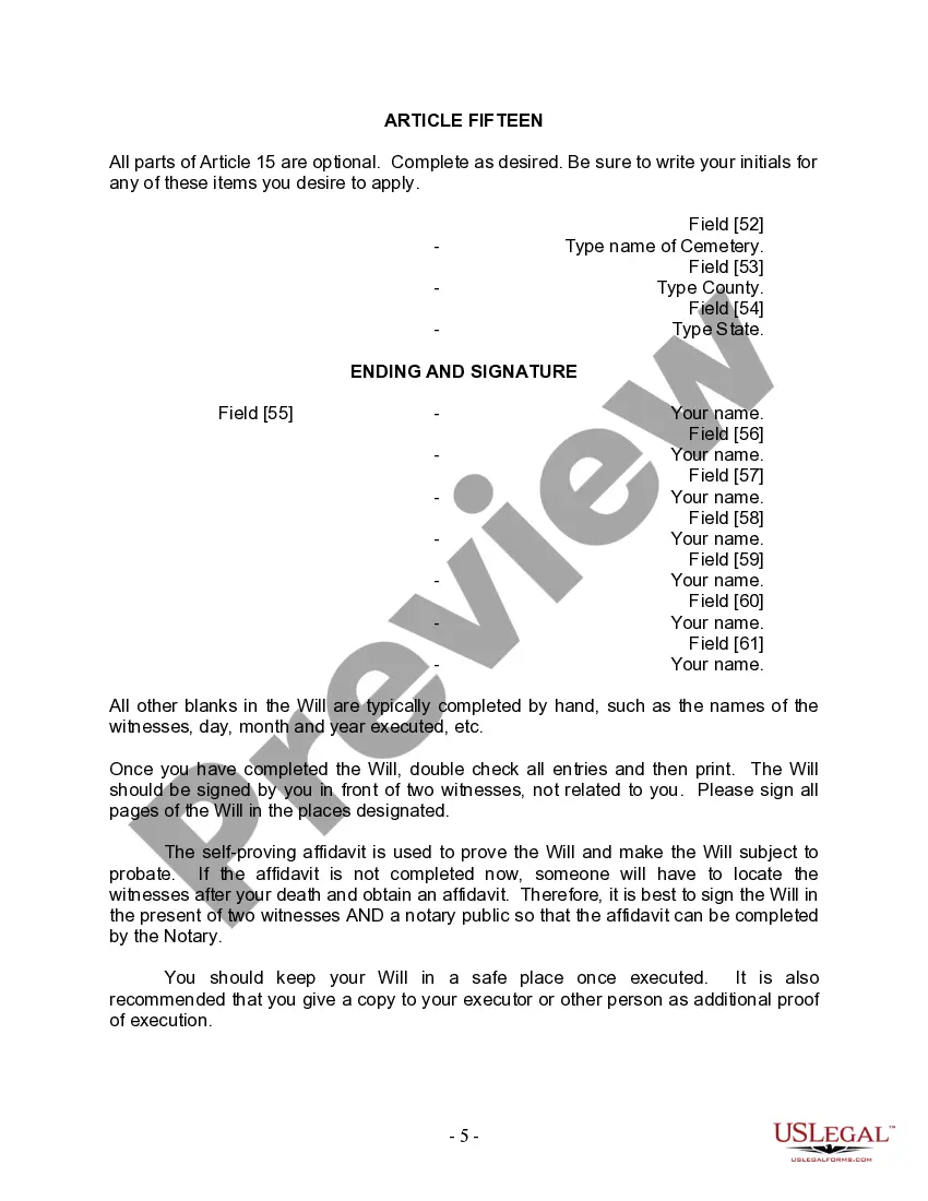 Preview Last Will and Testament for Married Person with Minor Children from Prior Marriage