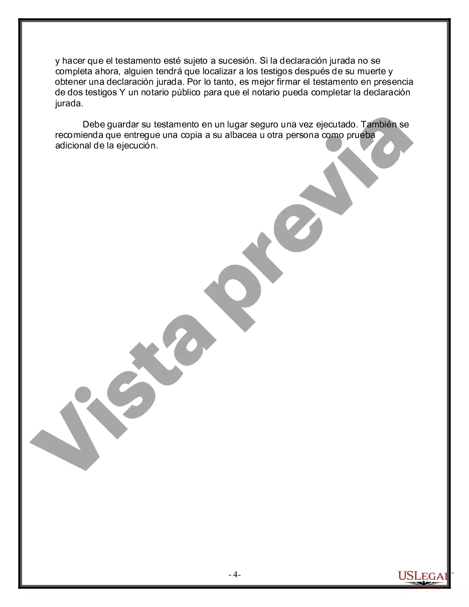 Preview Formulario de última voluntad y testamento legal para una persona casada con hijos adultos de un matrimonio anterior
