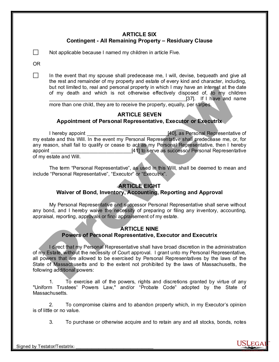 page 8 Legal Last Will and Testament Form for Married Person with Adult Children from Prior Marriage preview