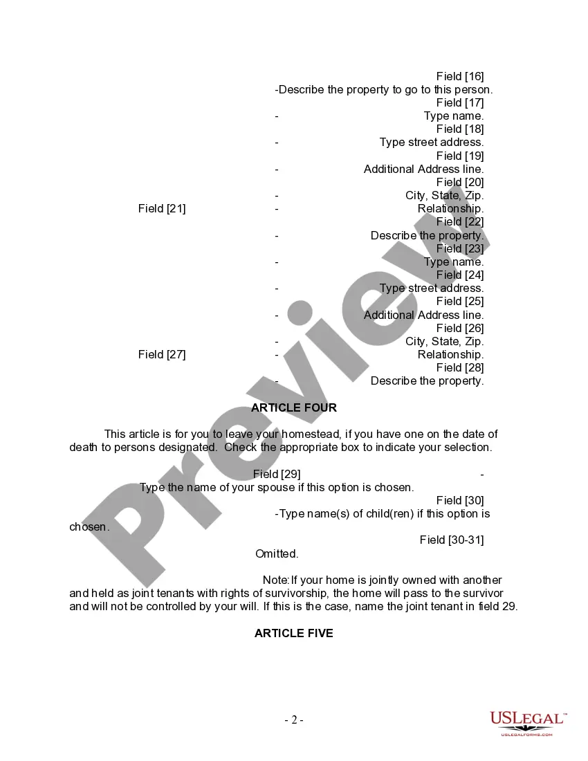 Preview Last Will and Testament for Married Person with Adult Children from Prior Marriage