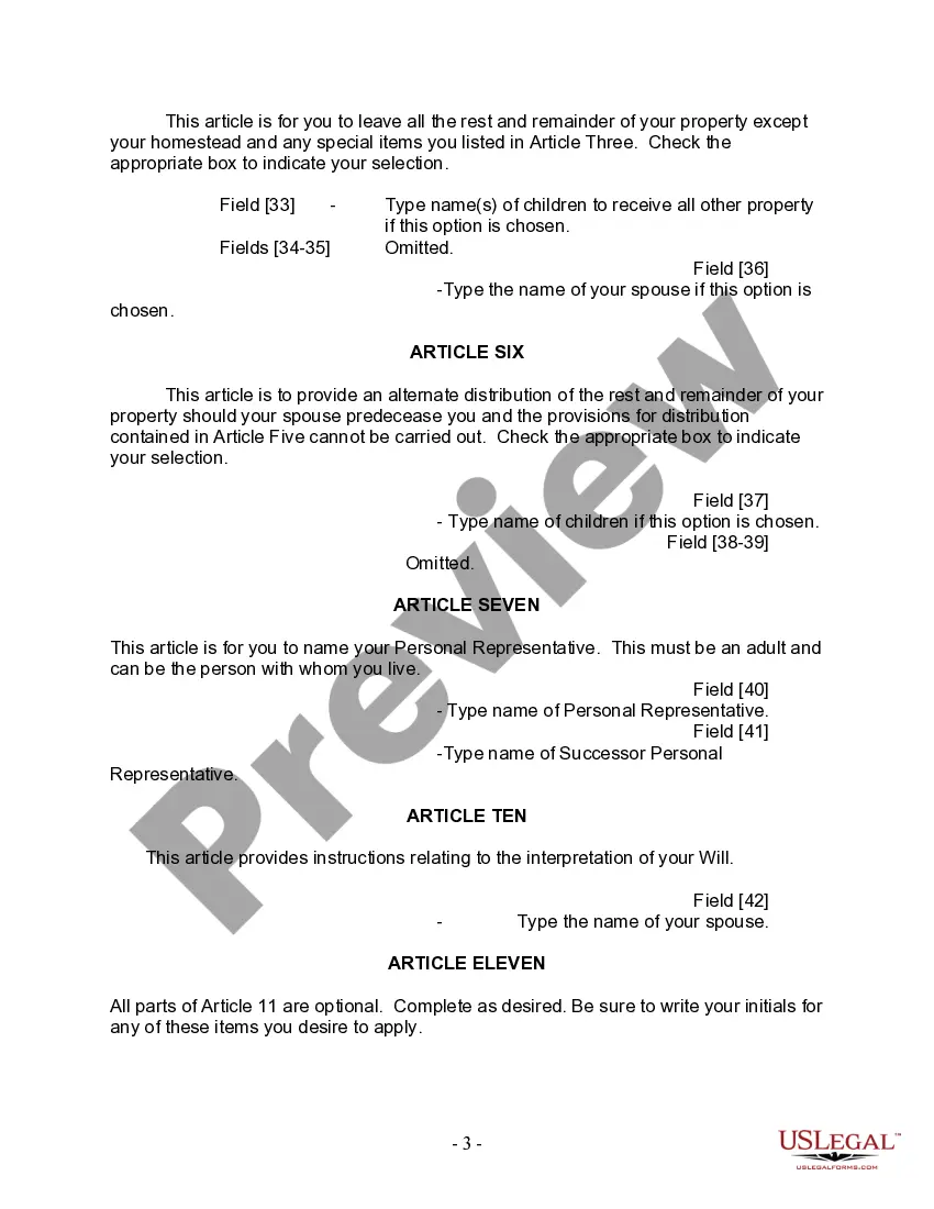 Preview Last Will and Testament for Married Person with Adult Children from Prior Marriage