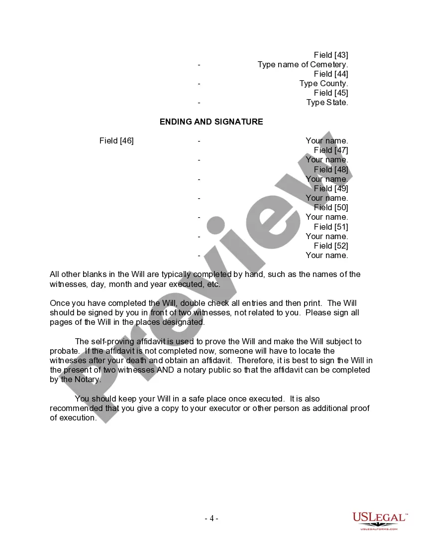 Preview Last Will and Testament for Married Person with Adult Children from Prior Marriage